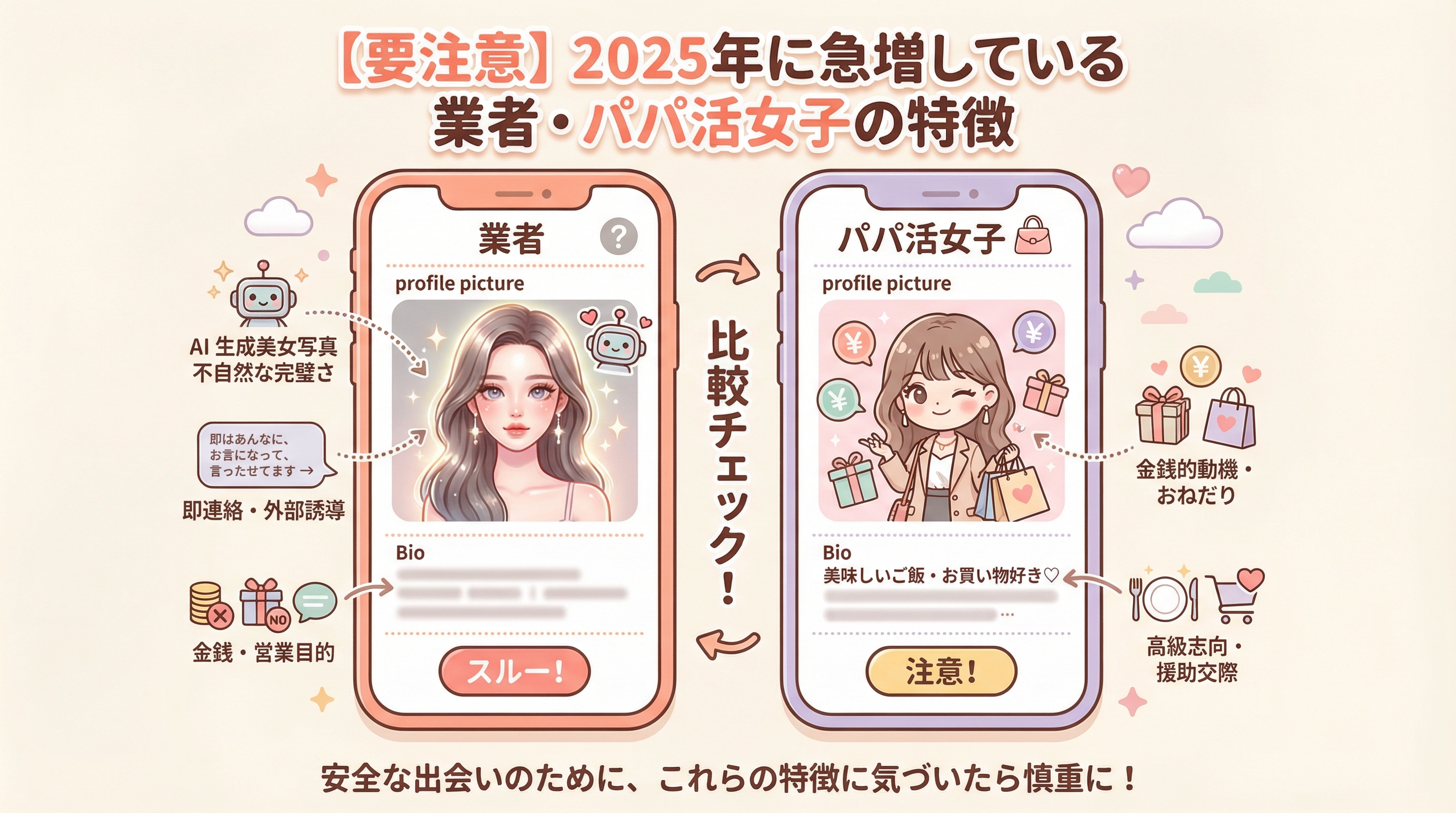 【要注意】2025年に急増している業者・パパ活女子の特徴