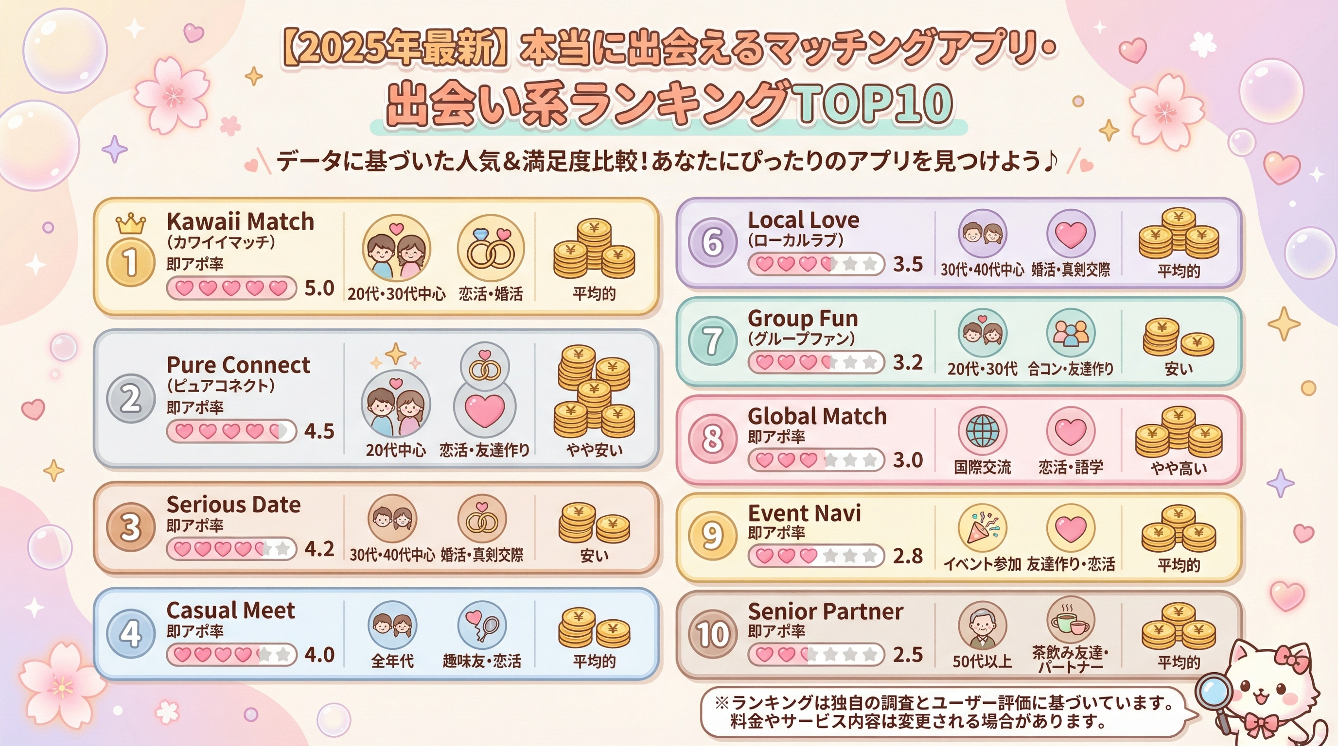 【2025年最新】本当に出会えるマッチングアプリ・出会い系ランキングTOP10