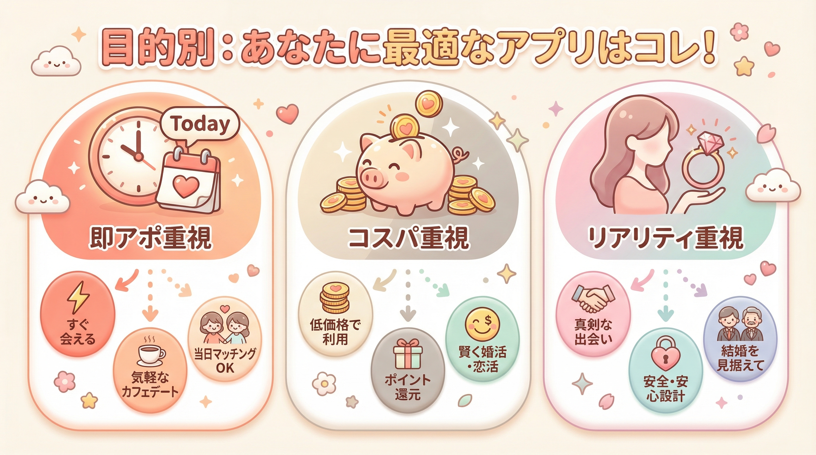 目的別：あなたに最適なアプリはコレ！