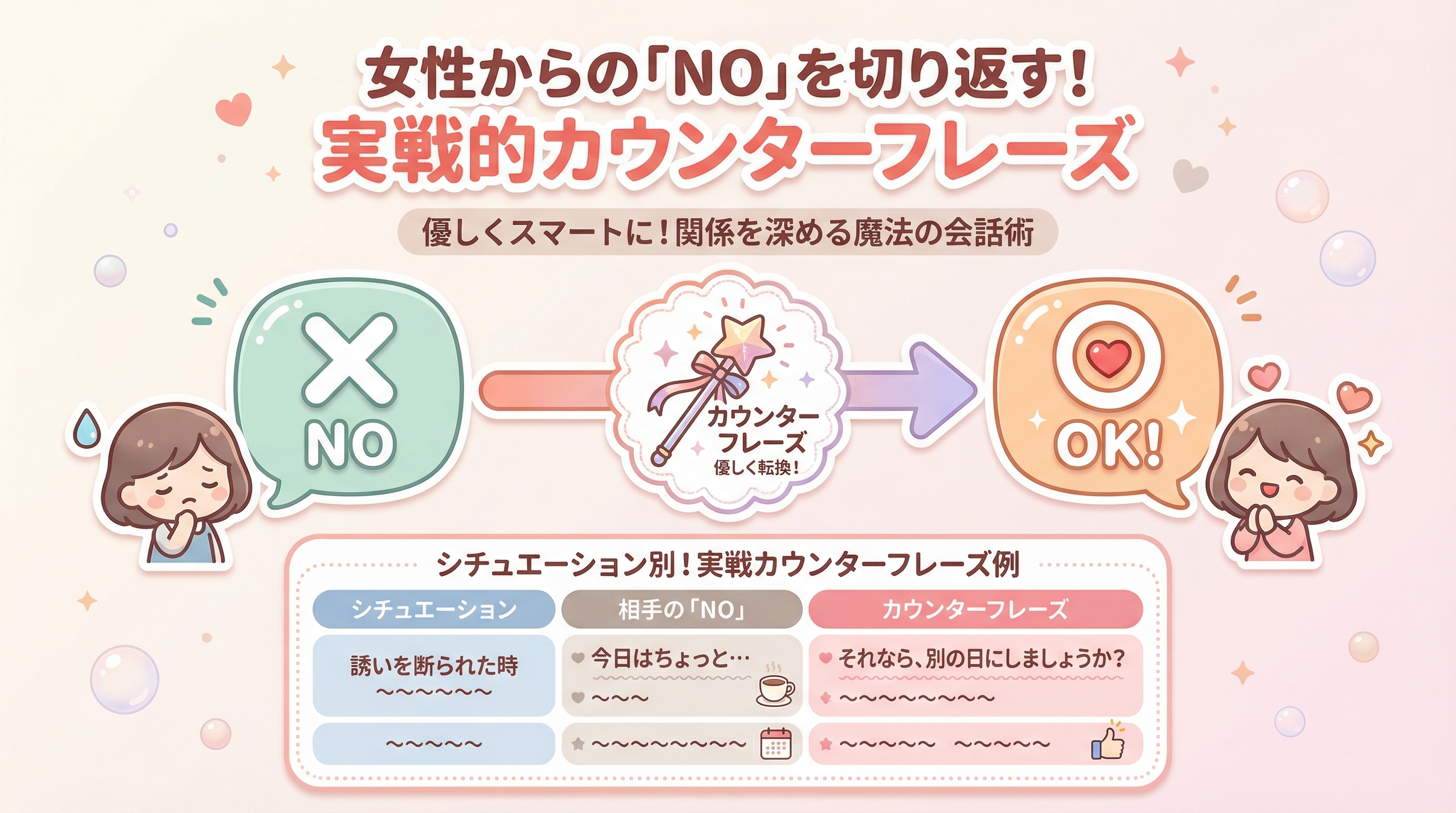 女性からの「NO」を切り返す！実戦的カウンターフレーズ