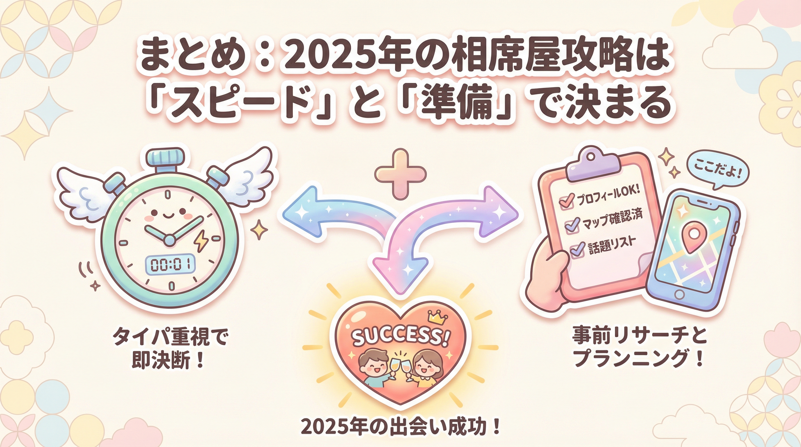 まとめ：2025年の相席屋攻略は「スピード」と「準備」で決まる