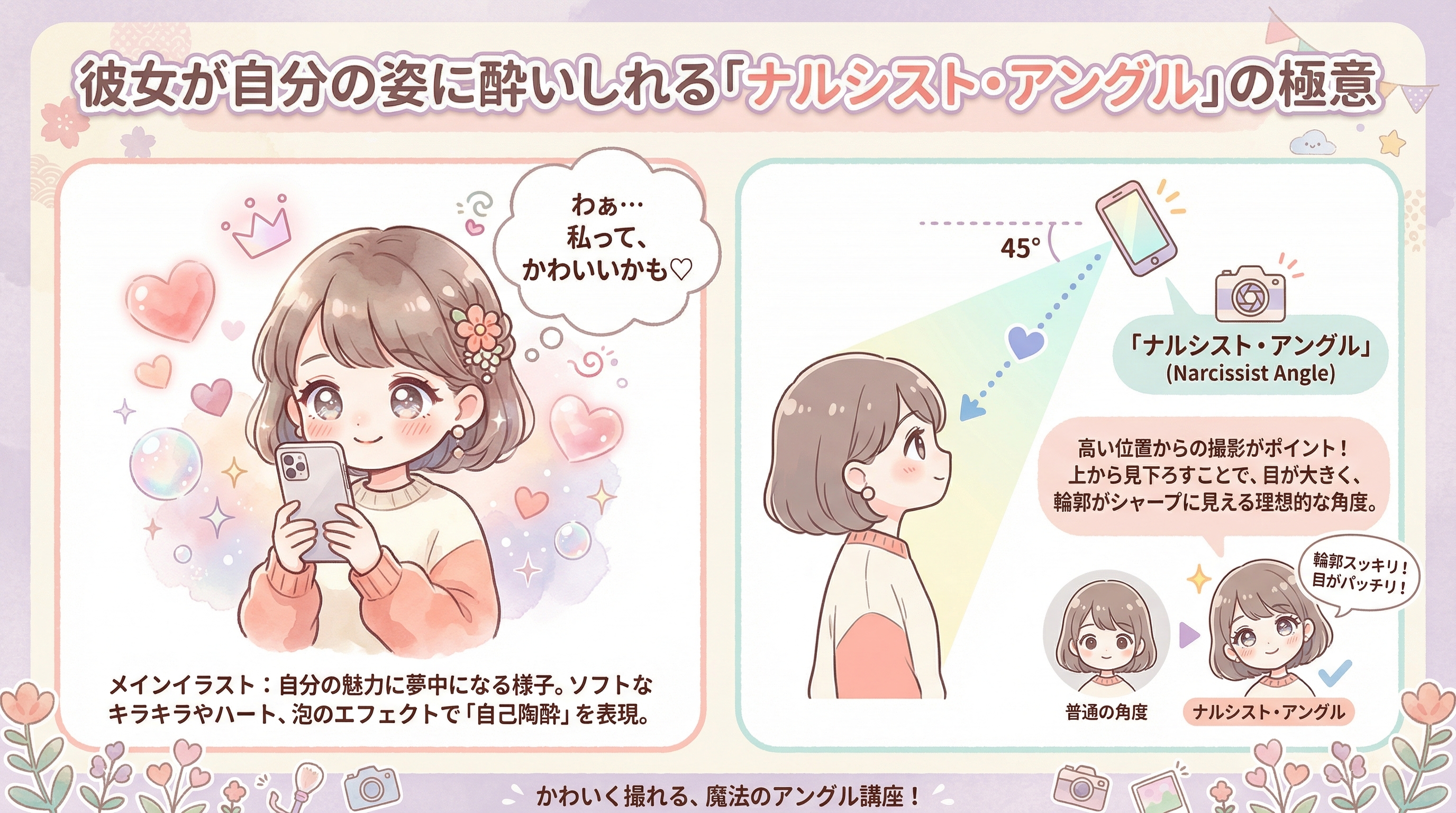 彼女が自分の姿に酔いしれる「ナルシスト・アングル」の極意