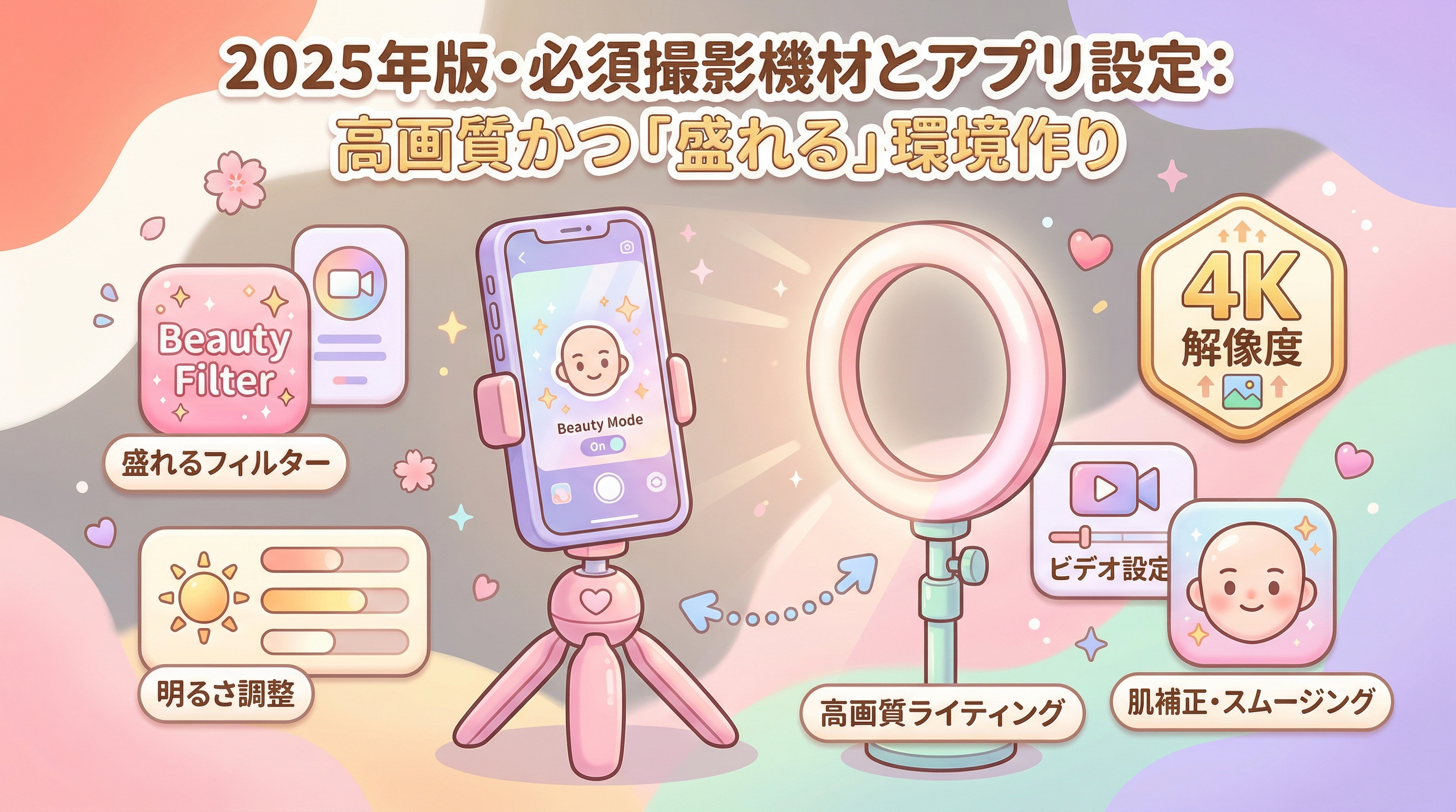 2025年版・必須撮影機材とアプリ設定：高画質かつ「盛れる」環境作り
