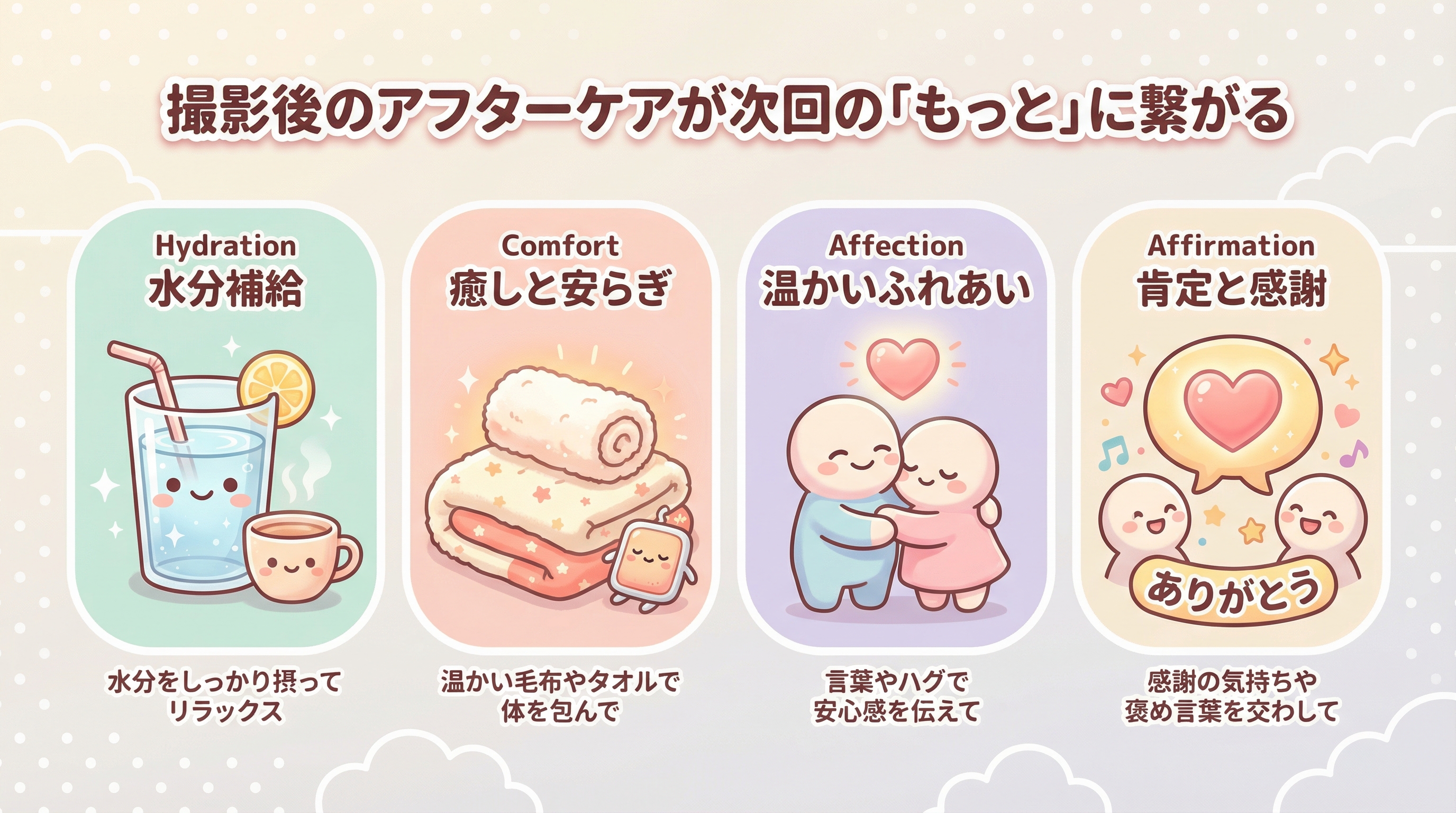 撮影後のアフターケアが次回の「もっと」に繋がる