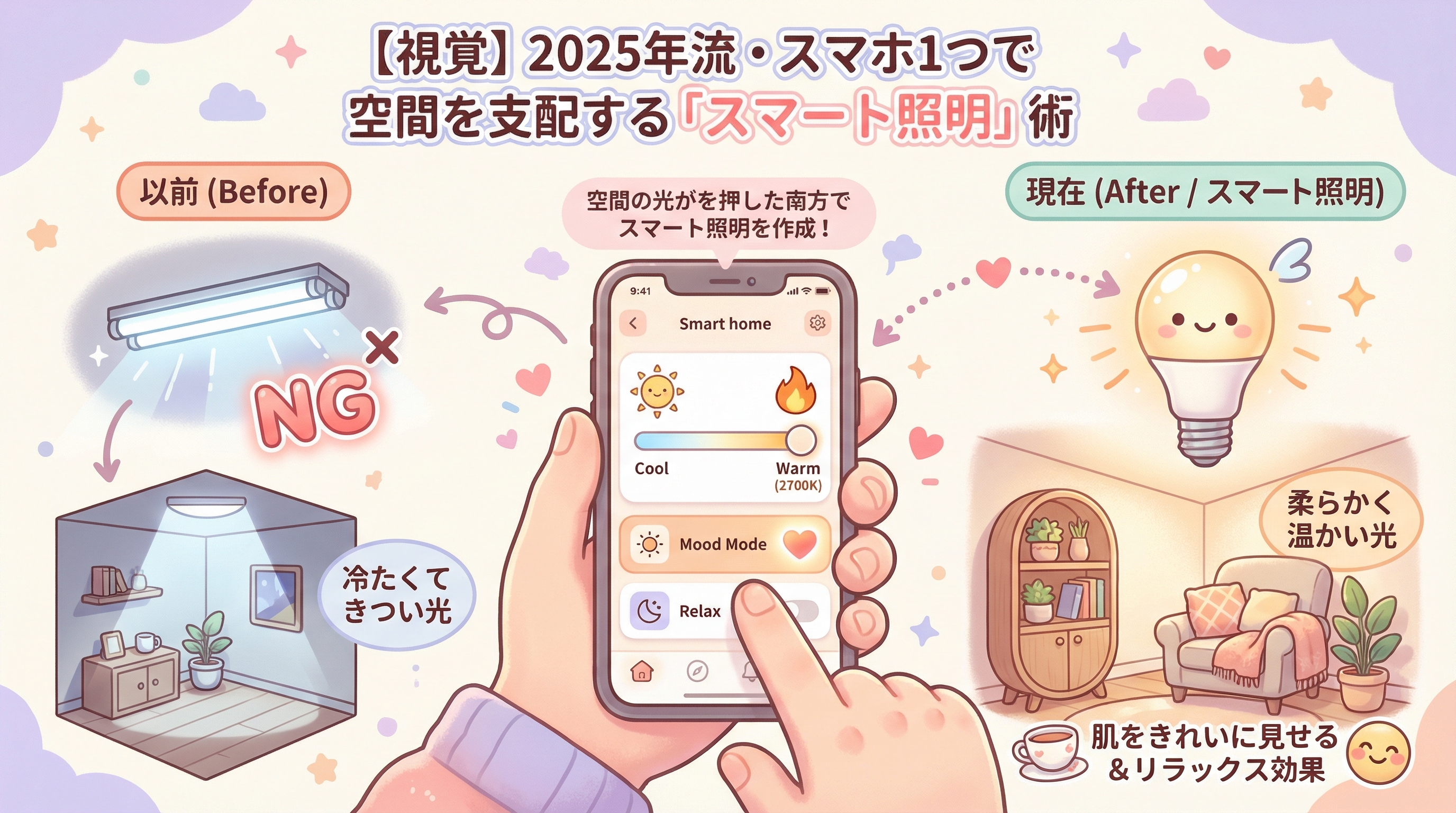 【視覚】2025年流・スマホ1つで空間を支配する「スマート照明」術