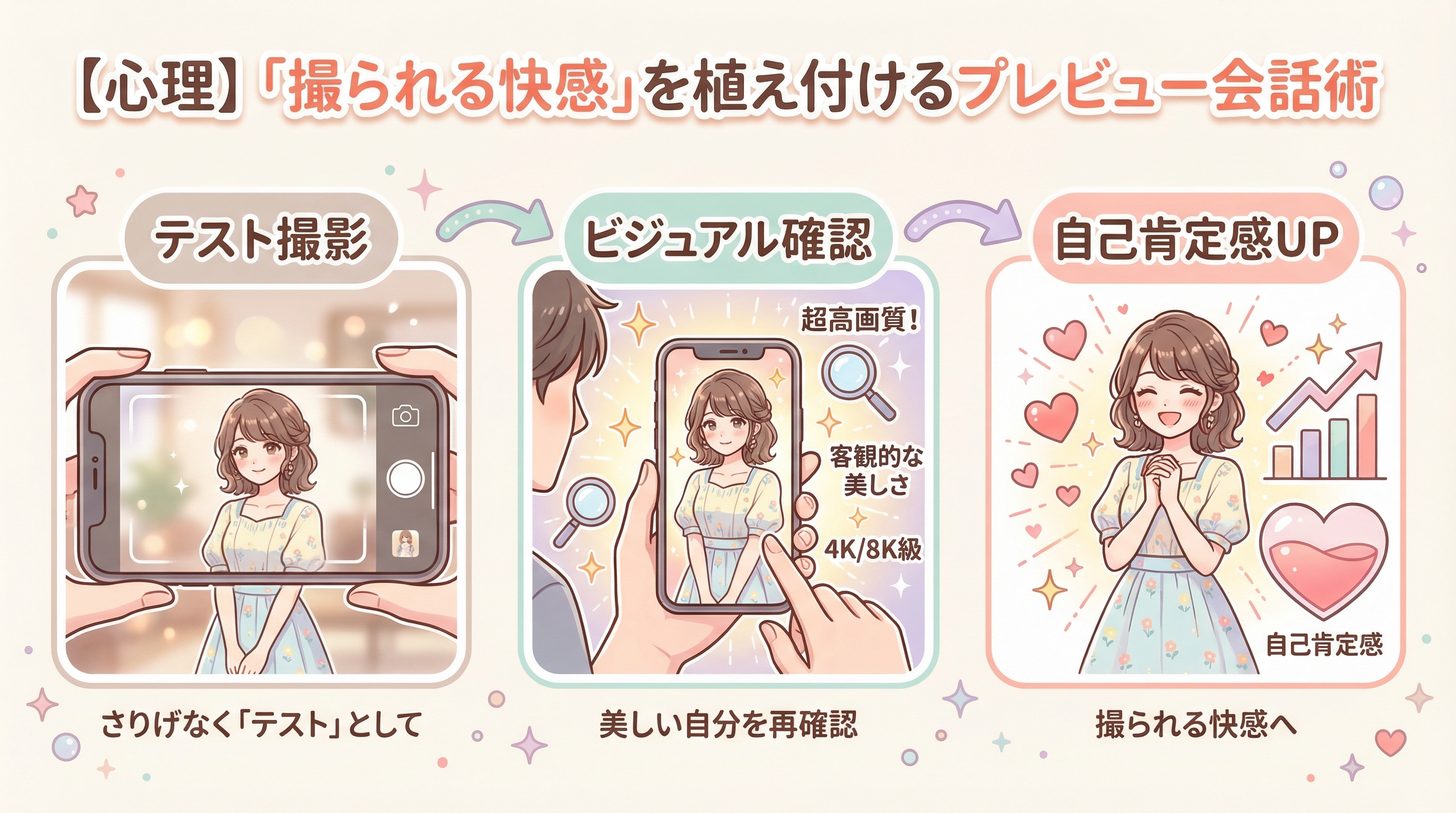 【心理】「撮られる快感」を植え付けるプレビュー会話術