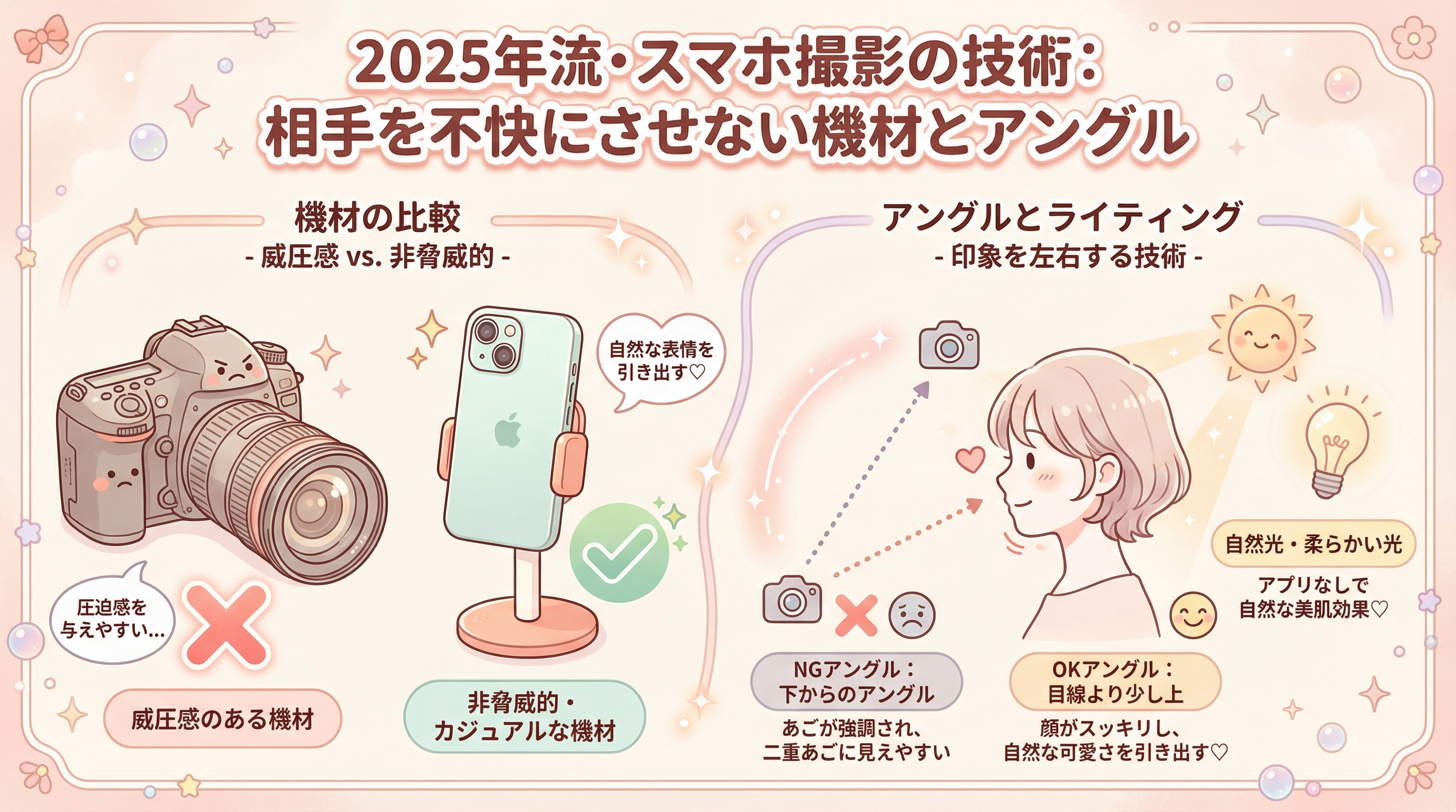 2025年流・スマホ撮影の技術：相手を不快にさせない機材とアングル