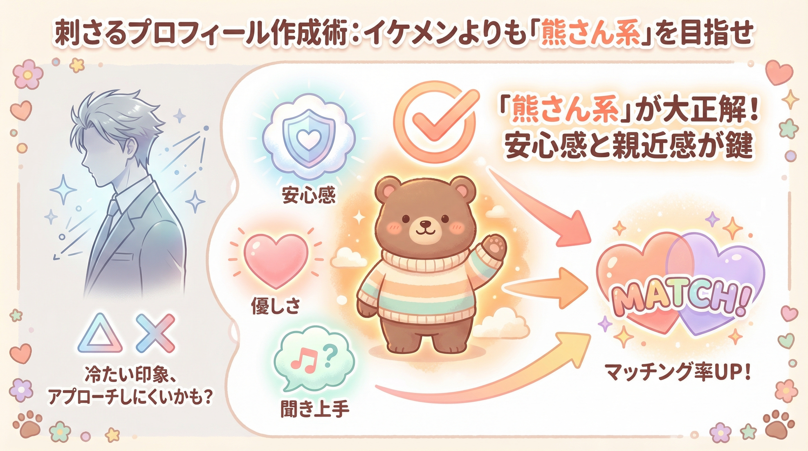 刺さるプロフィール作成術:イケメンよりも「熊さん系」を目指せ