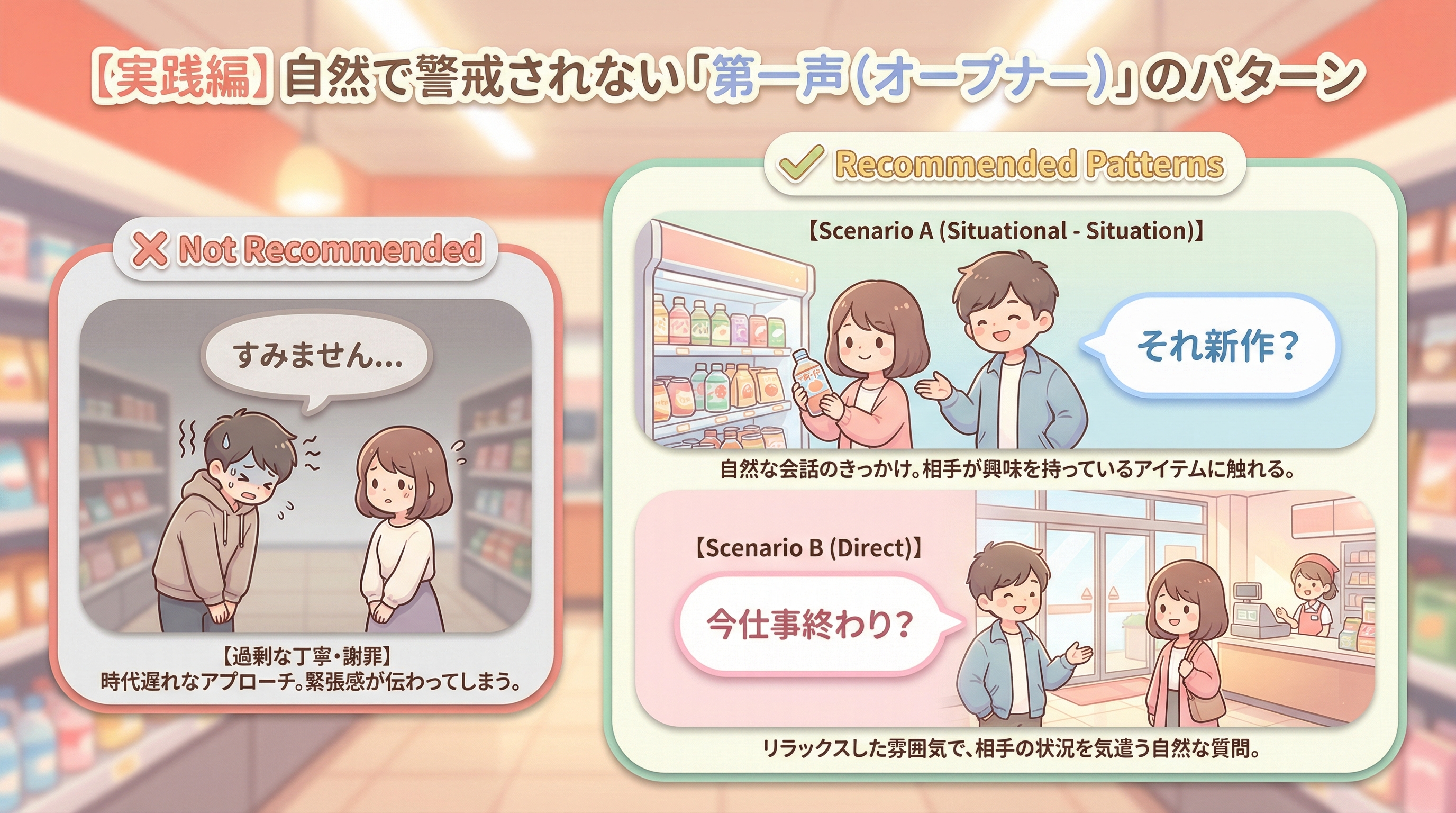 【実践編】自然で警戒されない「第一声（オープナー）」のパターン