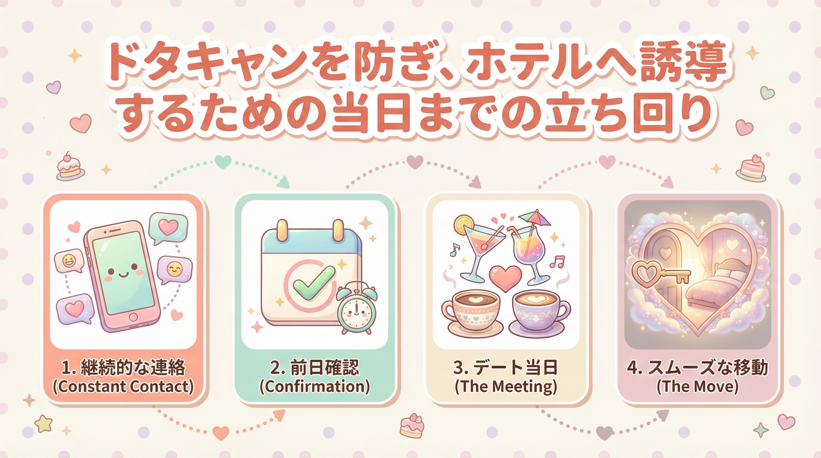 ドタキャンを防ぎ、ホテルへ誘導するための当日までの立ち回り