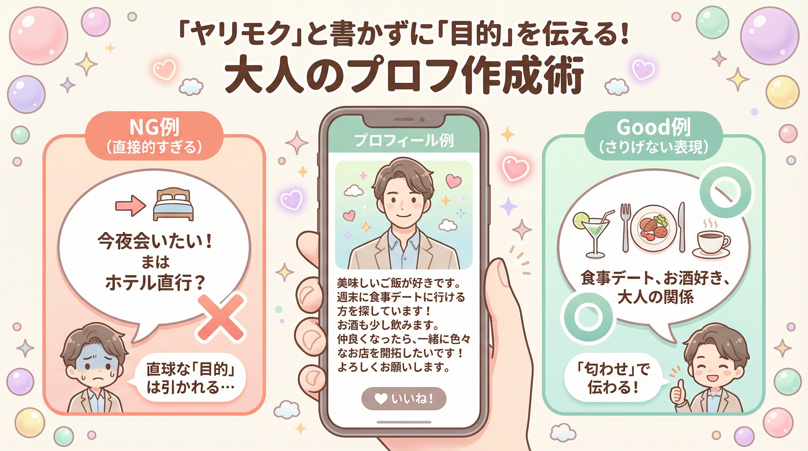 「ヤリモク」と書かずに「目的」を伝える!大人のプロフ作成術