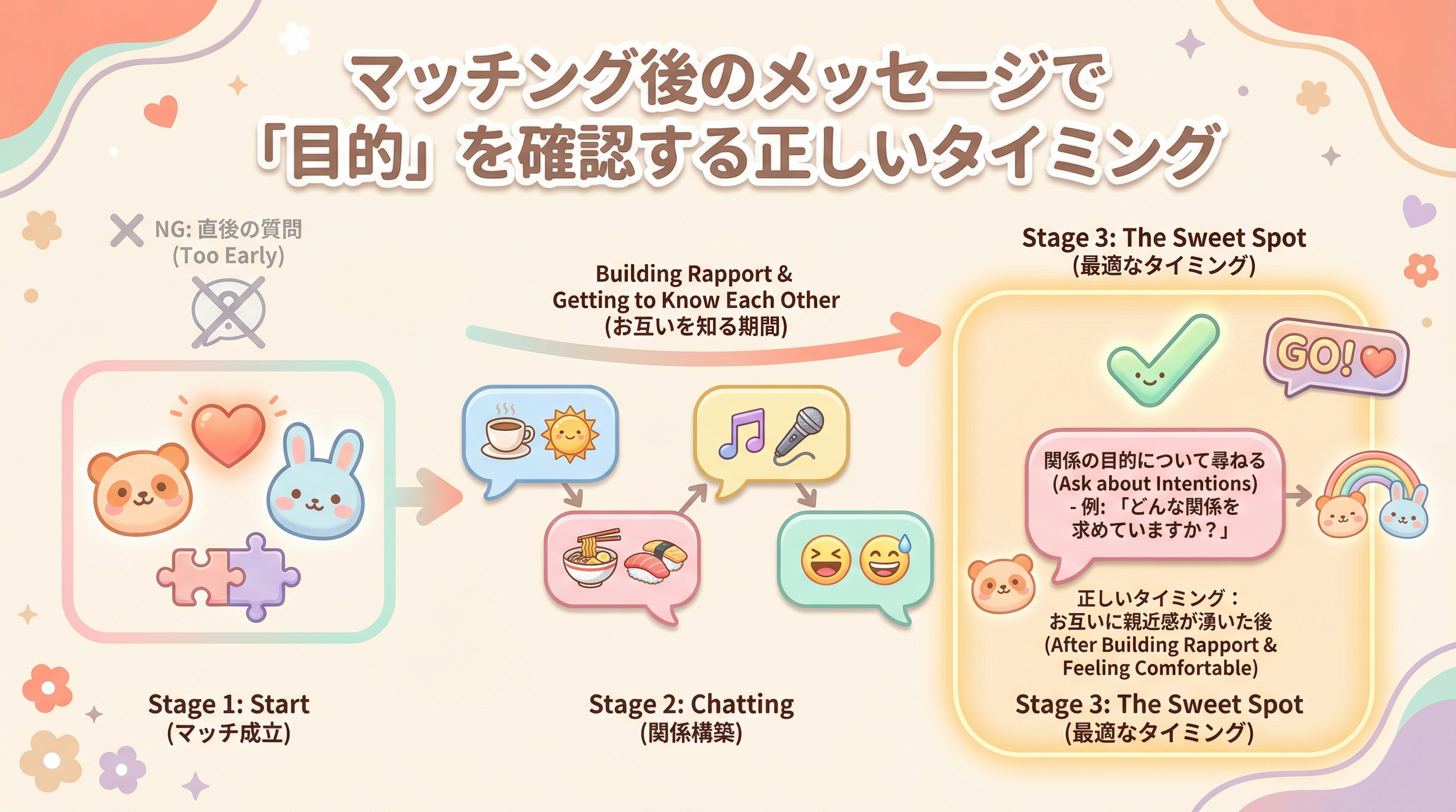マッチング後のメッセージで「目的」を確認する正しいタイミング