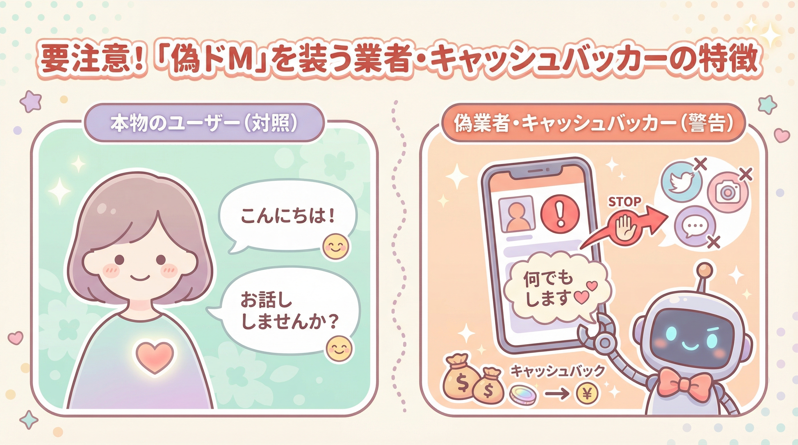 要注意!「偽ドM」を装う業者・キャッシュバッカーの特徴