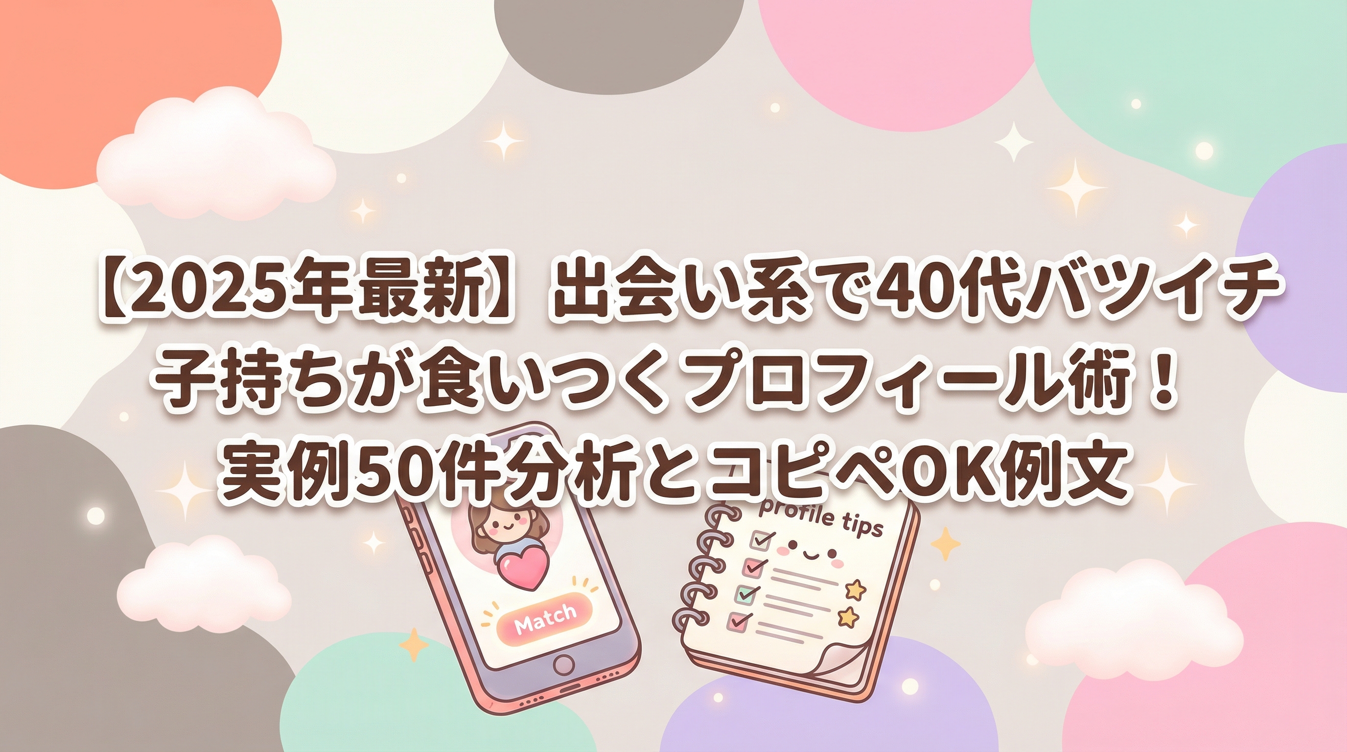 【2025年最新】出会い系で40代バツイチ子持ちが食いつくプロフィール術！実例50件分析とコピペOK例文