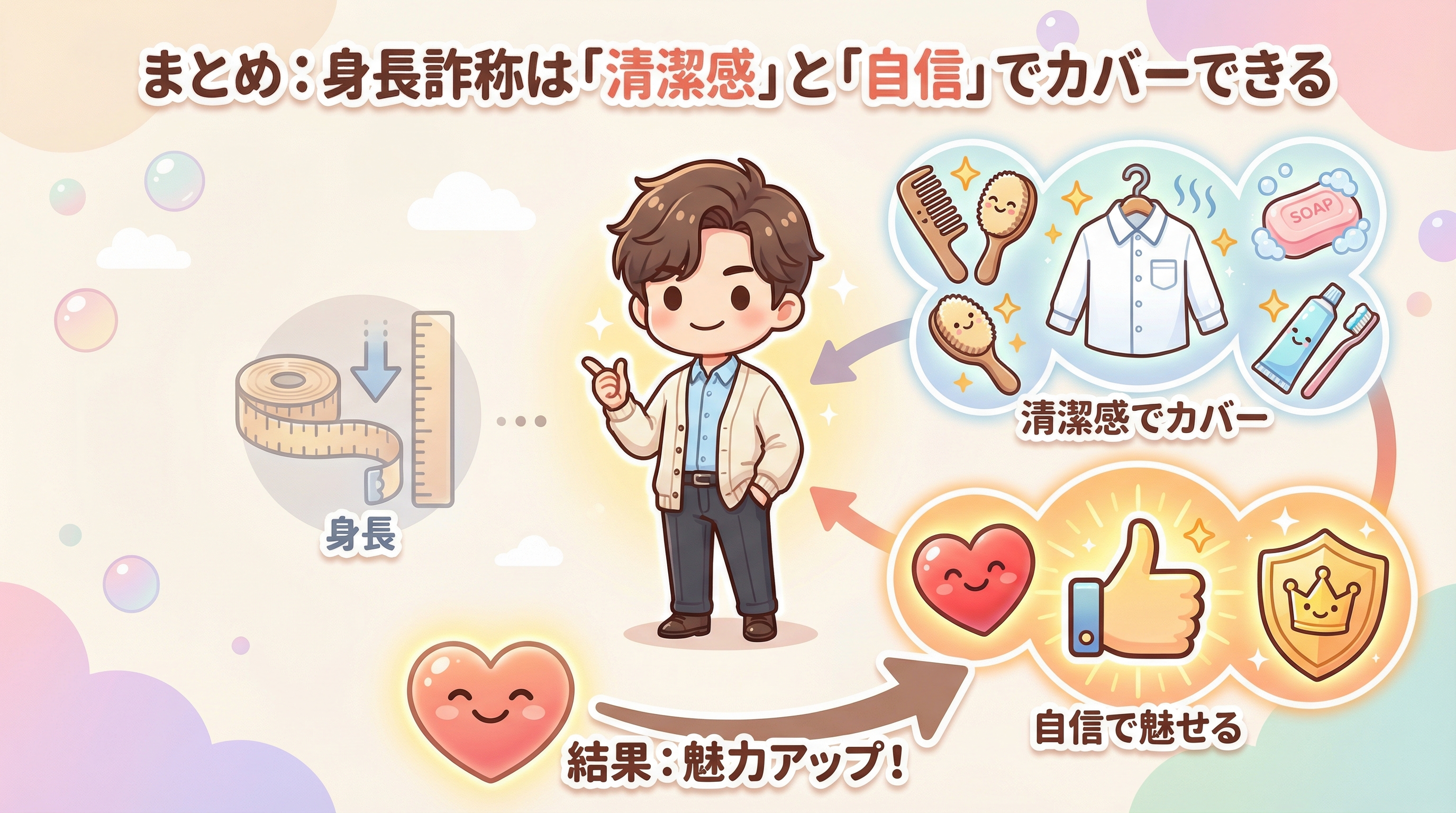 まとめ：身長詐称は「清潔感」と「自信」でカバーできる