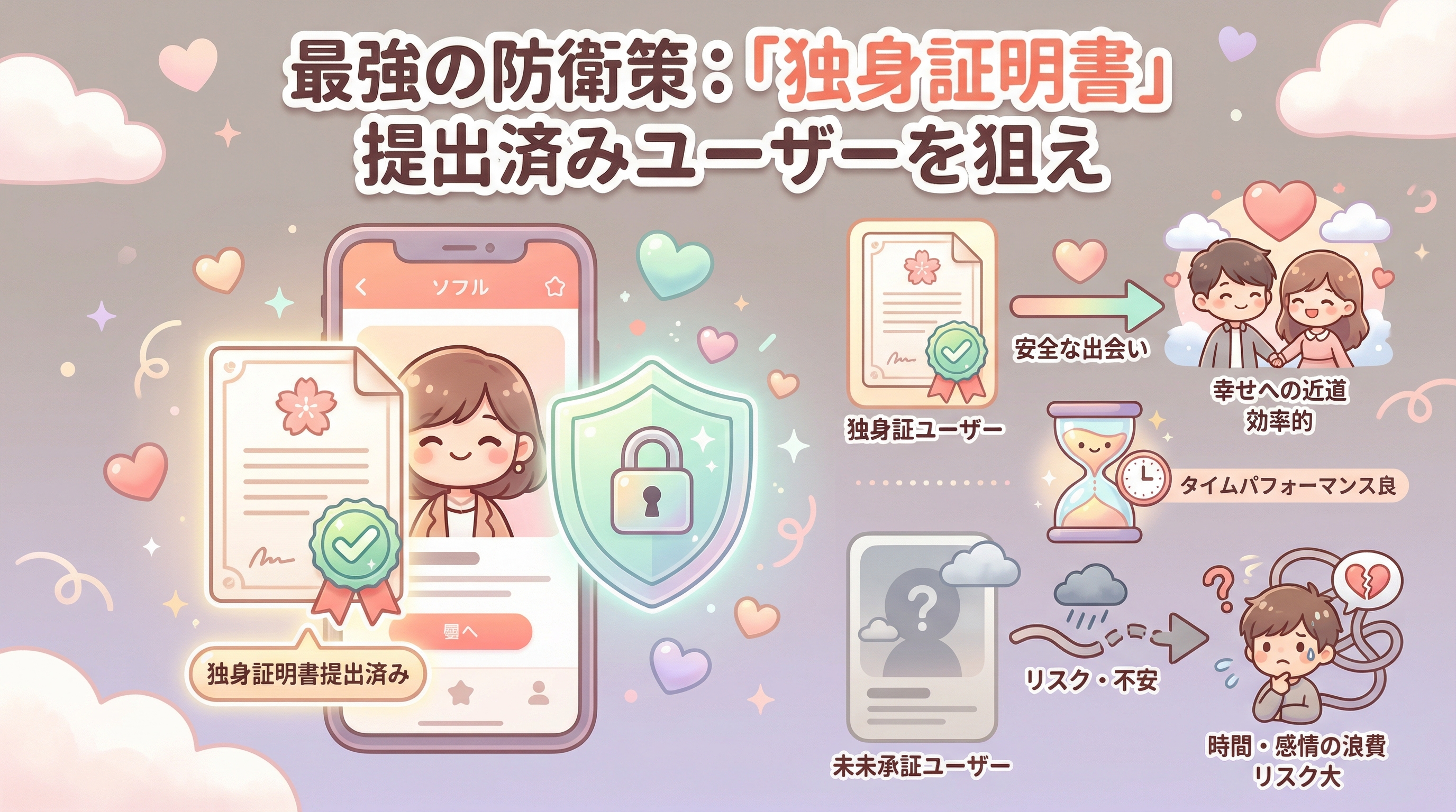 最強の防衛策:「独身証明書」提出済みユーザーを狙え