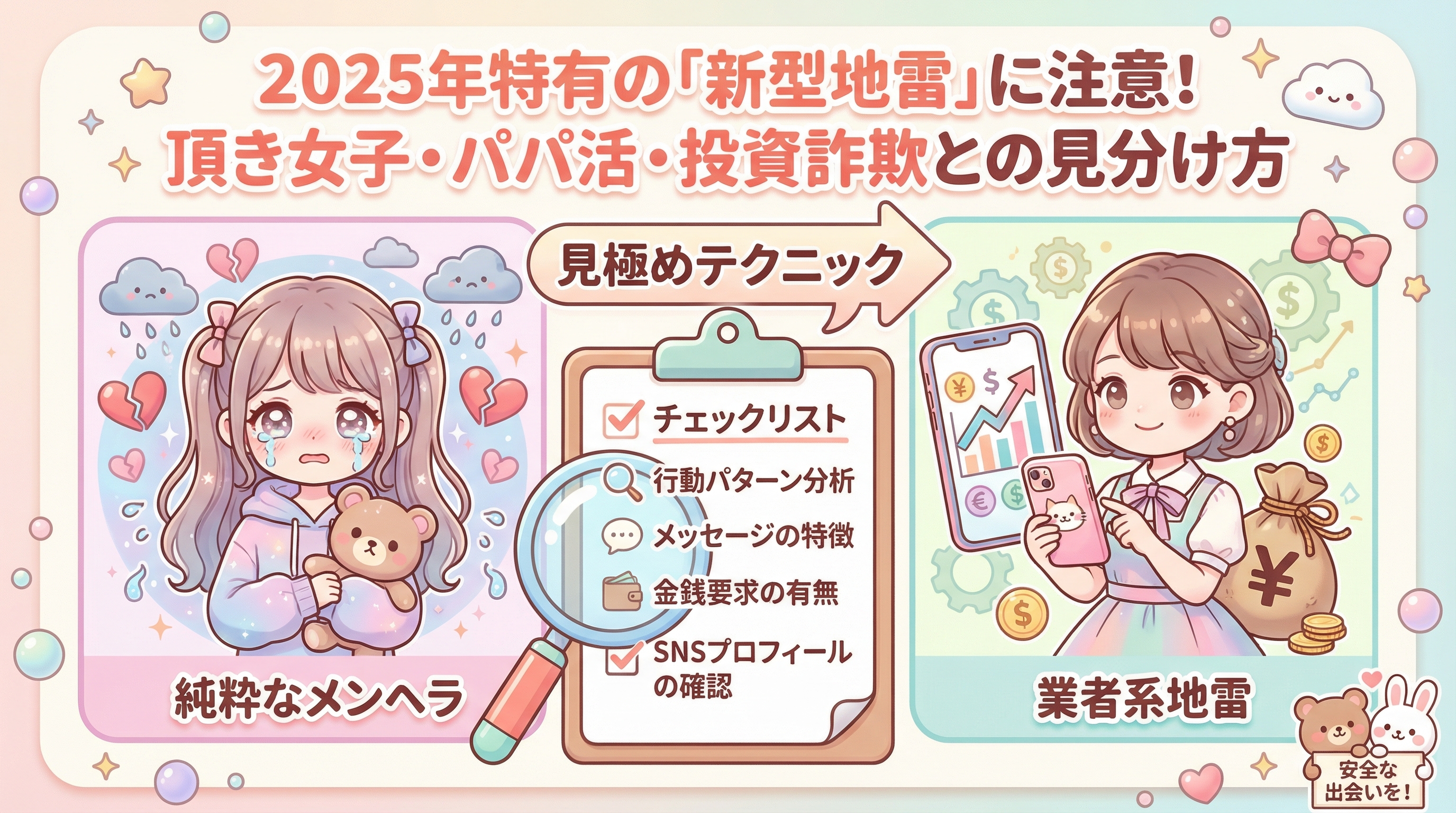 2025年特有の「新型地雷」に注意!頂き女子・パパ活・投資詐欺との見分け方