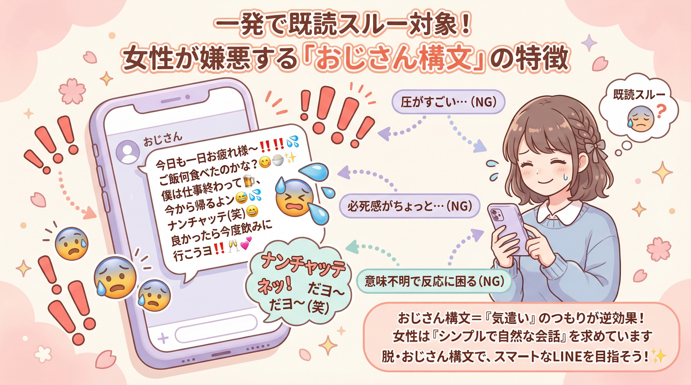 一発で既読スルー対象！女性が嫌悪する「おじさん構文」の特徴