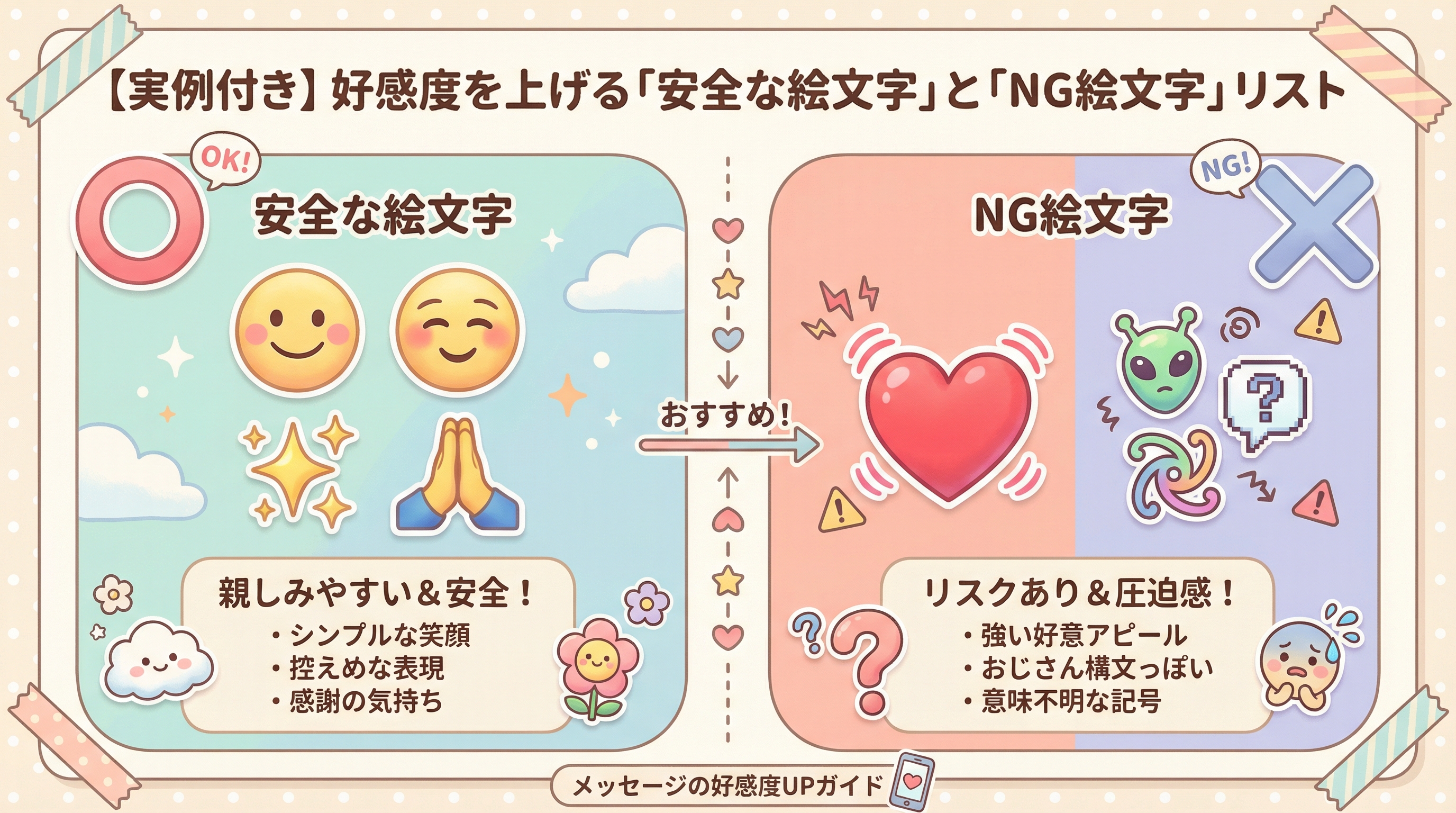 【実例付き】好感度を上げる「安全な絵文字」と「NG絵文字」リスト