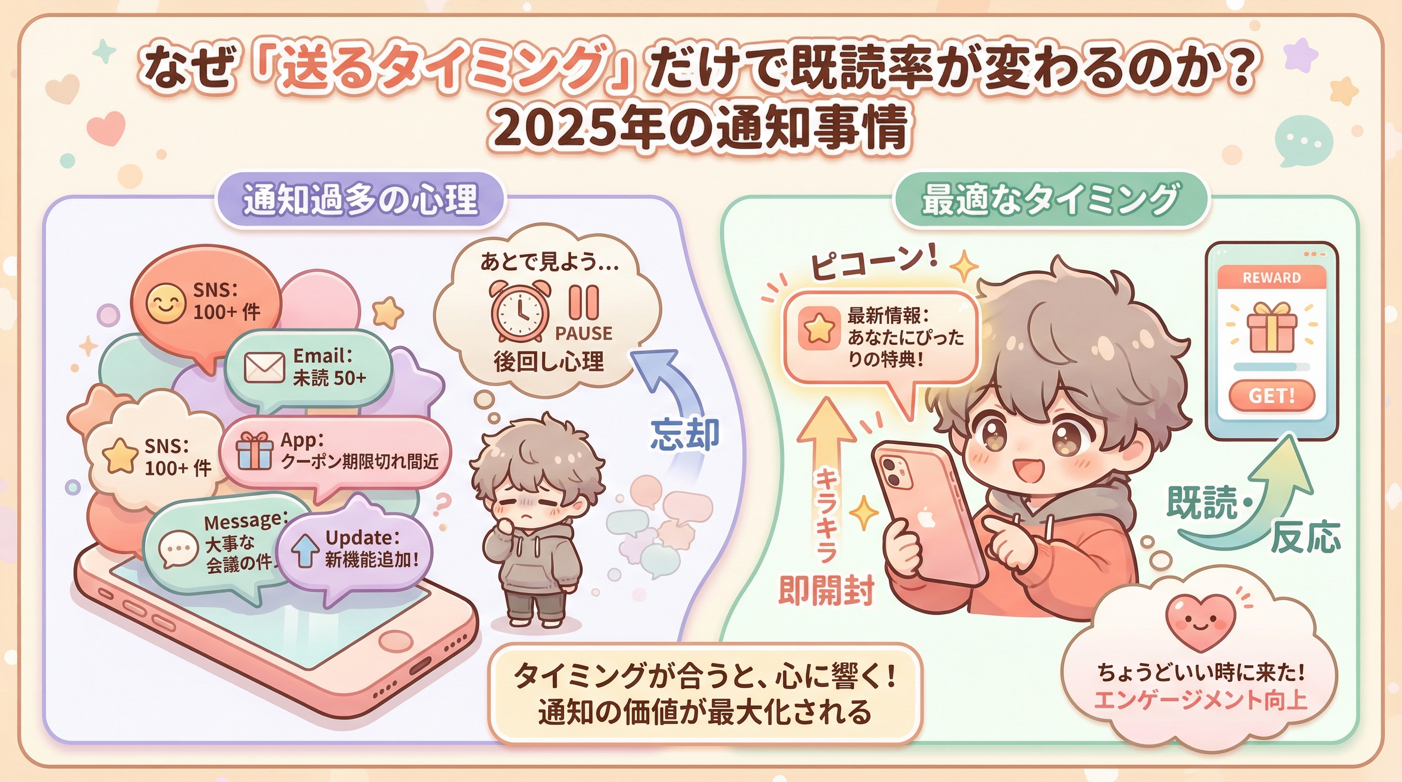 なぜ「送るタイミング」だけで既読率が変わるのか？2025年の通知事情