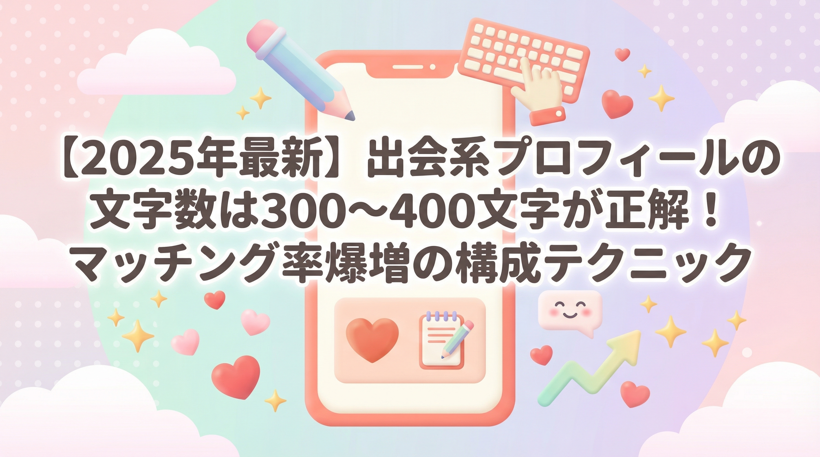 【2025年最新】出会系プロフィールの文字数は300〜400文字が正解！マッチング率爆増の構成テクニック