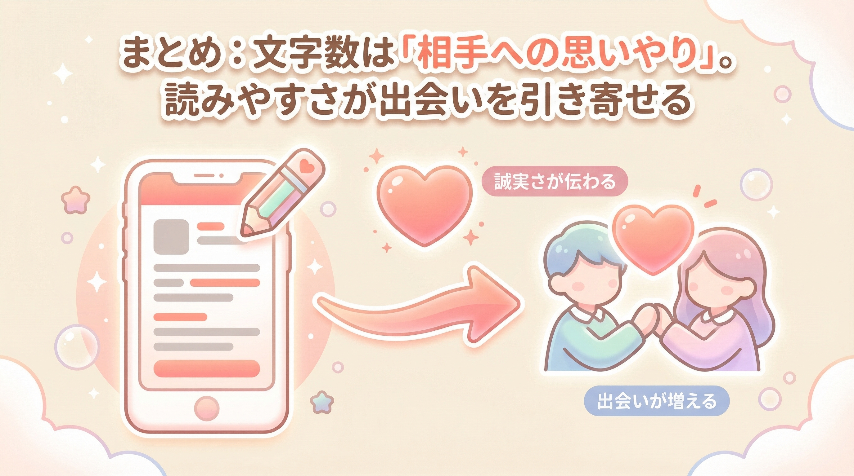 まとめ：文字数は「相手への思いやり」。読みやすさが出会いを引き寄せる