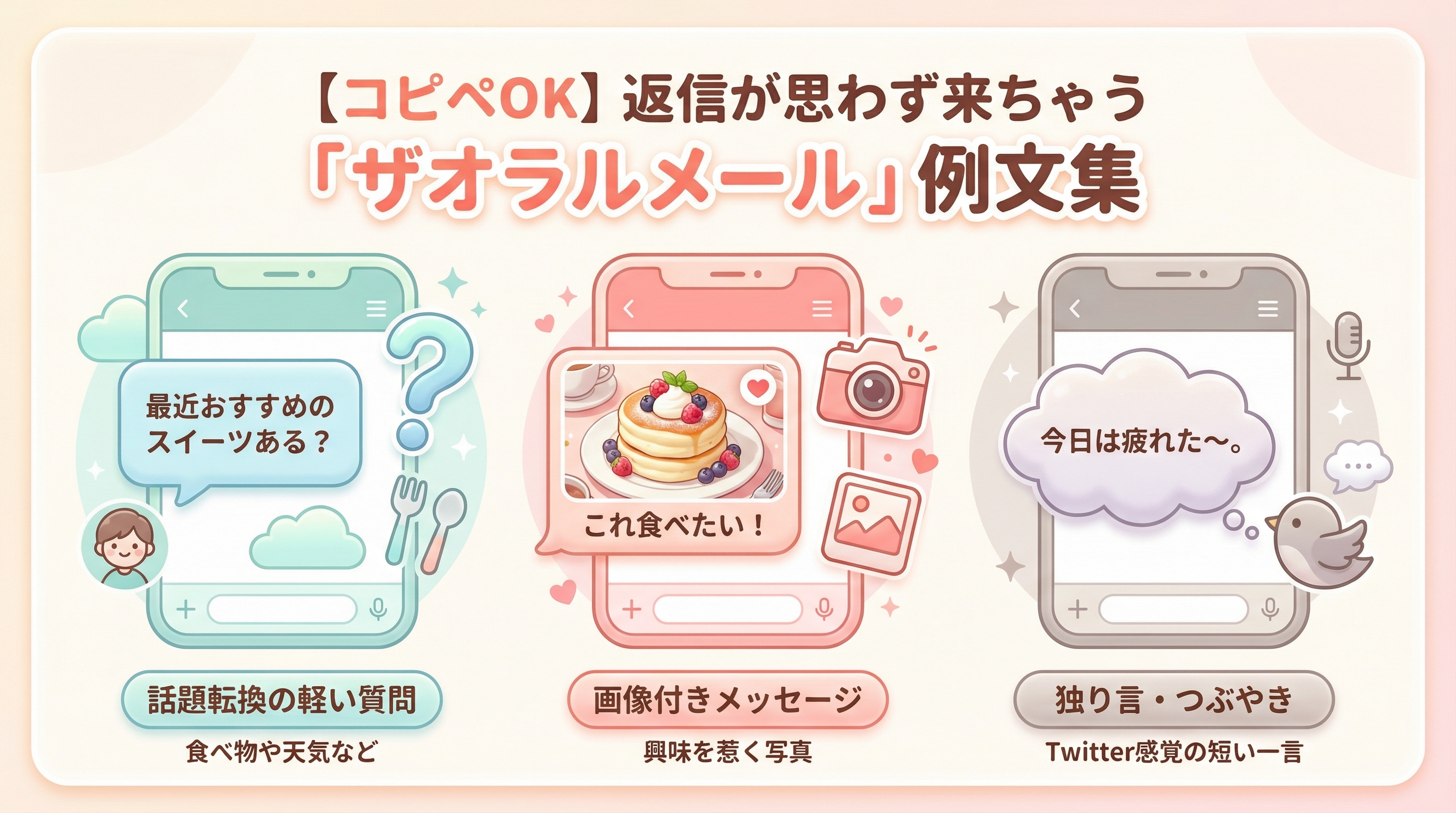 【コピペOK】返信が思わず来ちゃう「ザオラルメール」例文集