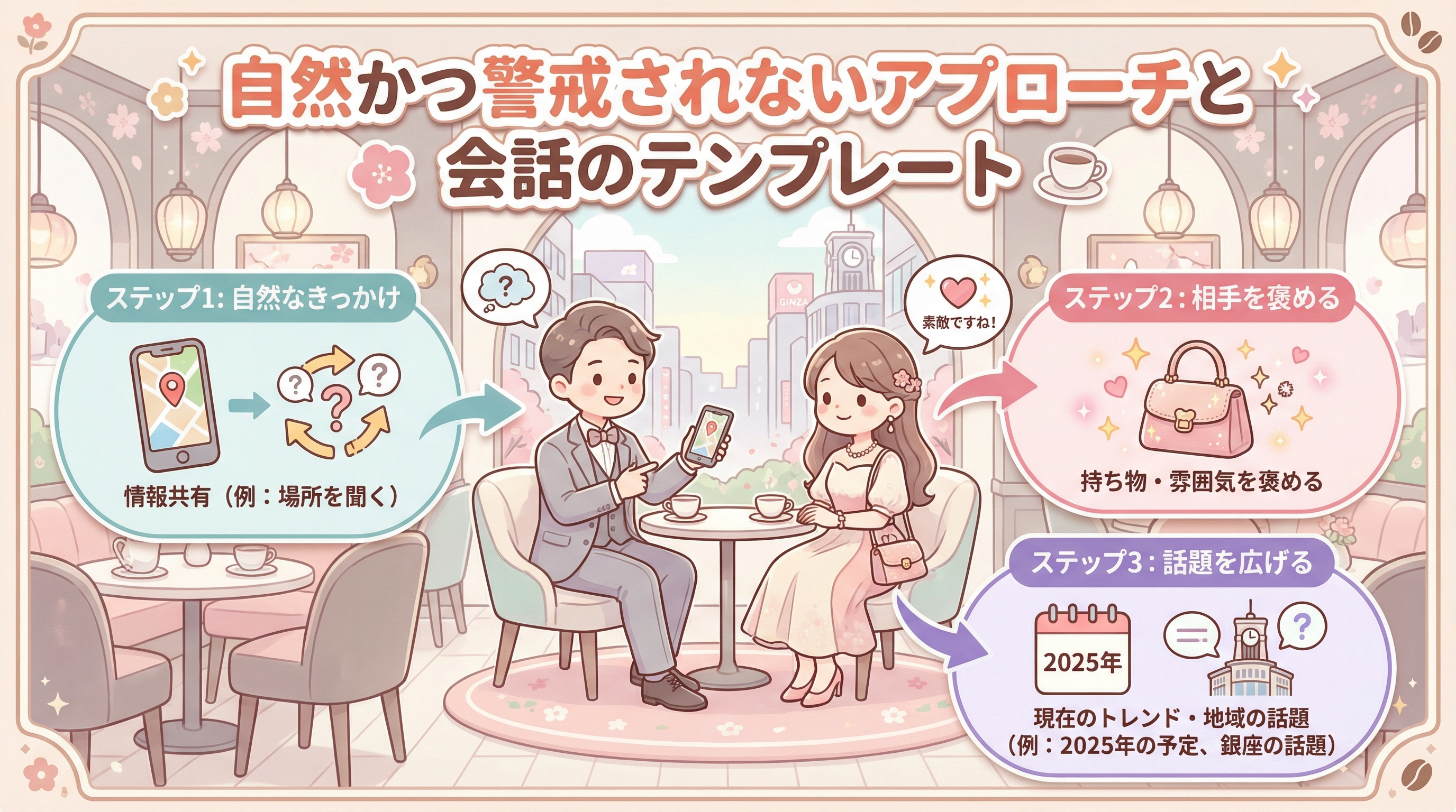 自然かつ警戒されないアプローチと会話のテンプレート