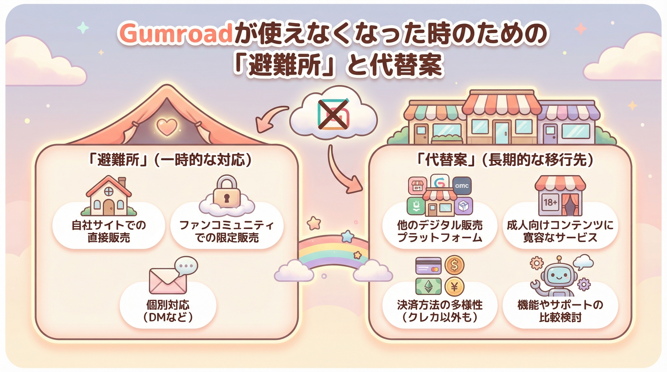 Gumroadが使えなくなった時のための「避難所」と代替案