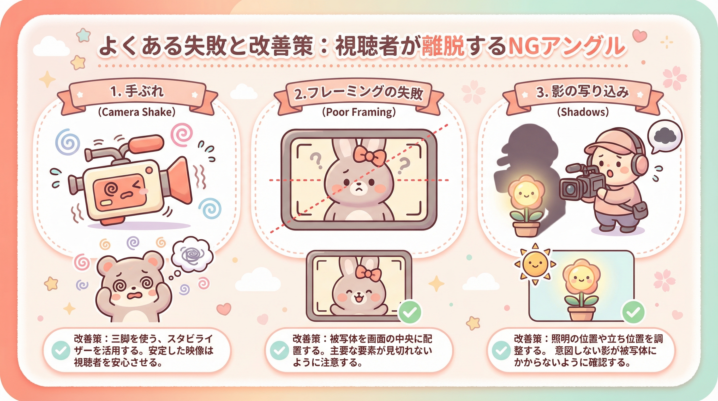 よくある失敗と改善策：視聴者が離脱するNGアングル