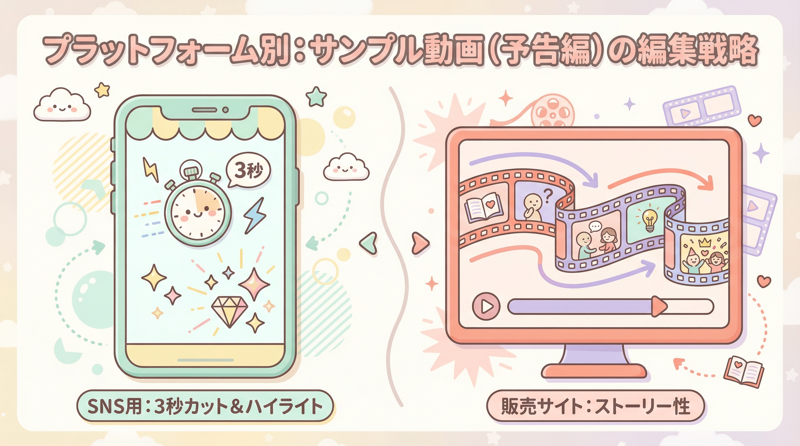 プラットフォーム別：サンプル動画（予告編）の編集戦略