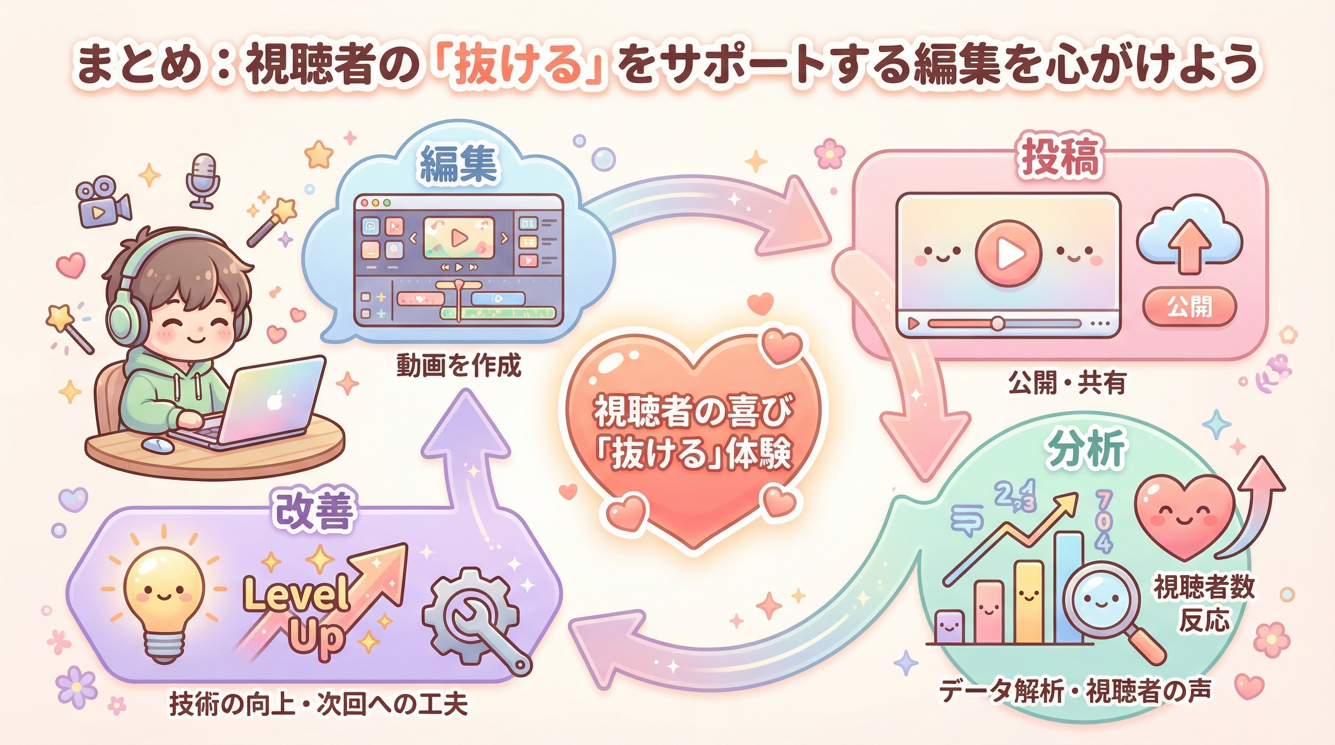 まとめ：視聴者の「抜ける」をサポートする編集を心がけよう