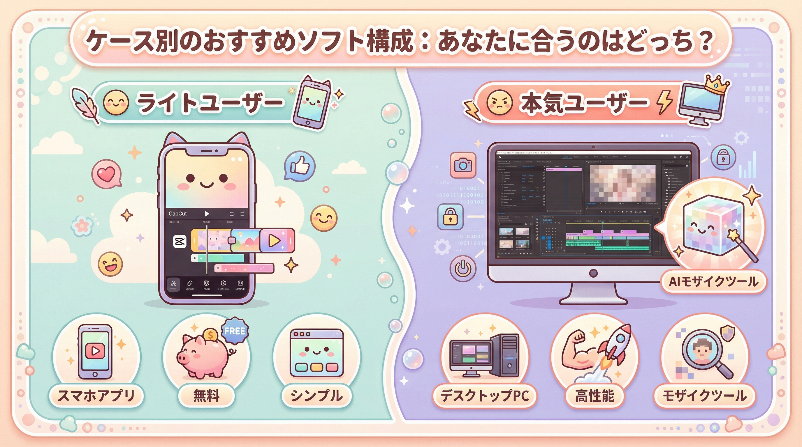 ケース別のおすすめソフト構成：あなたに合うのはどっち？