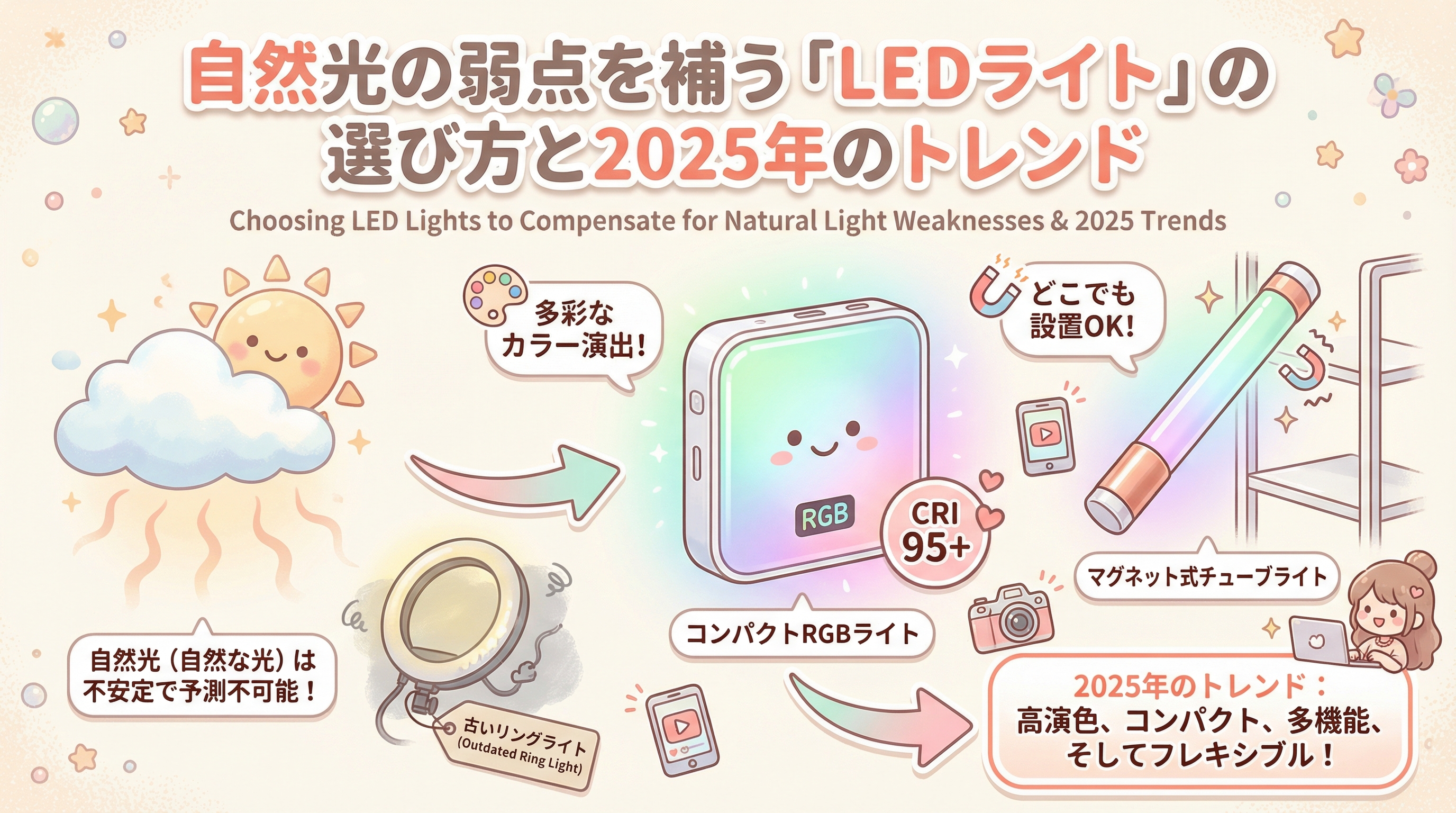 自然光の弱点を補う「LEDライト」の選び方と2025年のトレンド