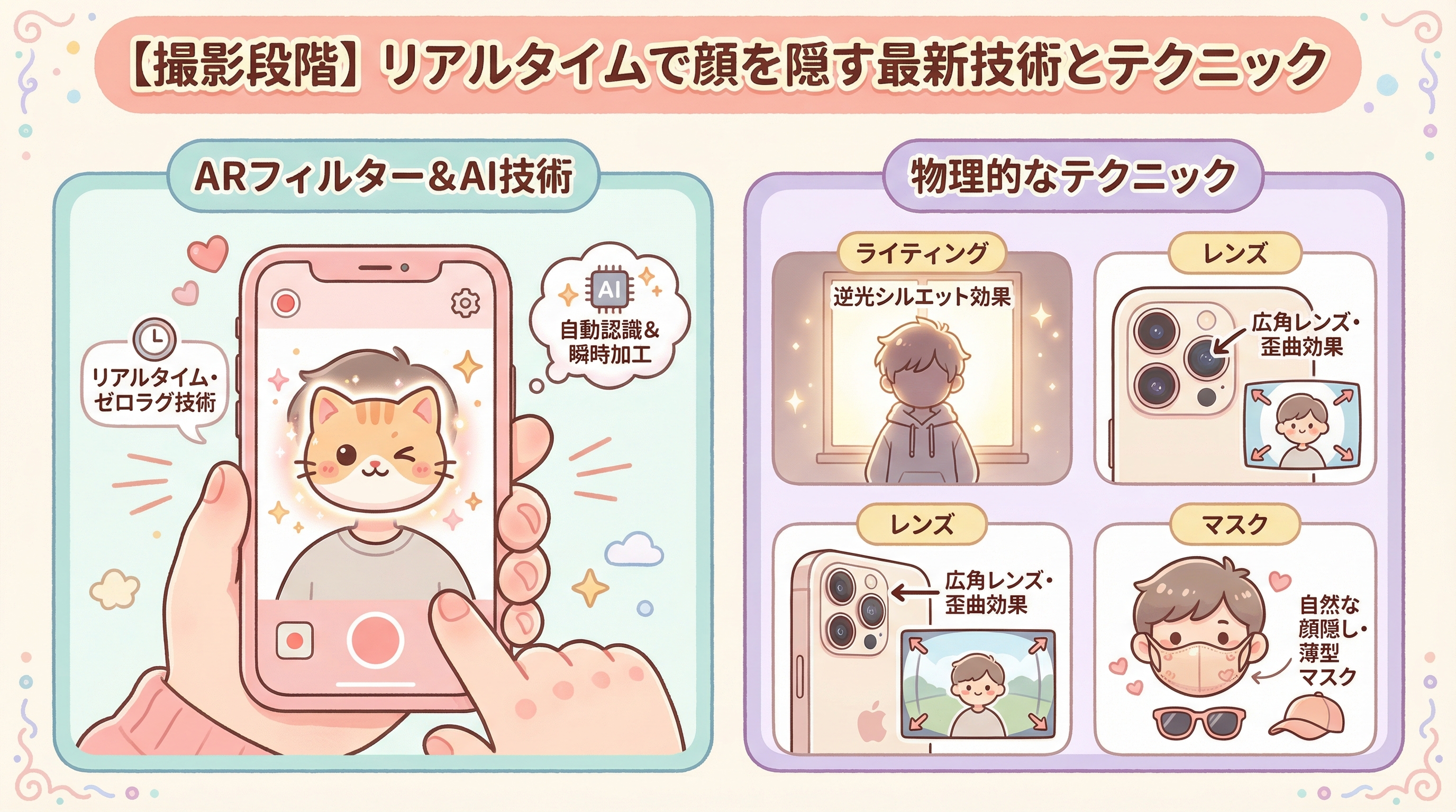 【撮影段階】リアルタイムで顔を隠す最新技術とテクニック