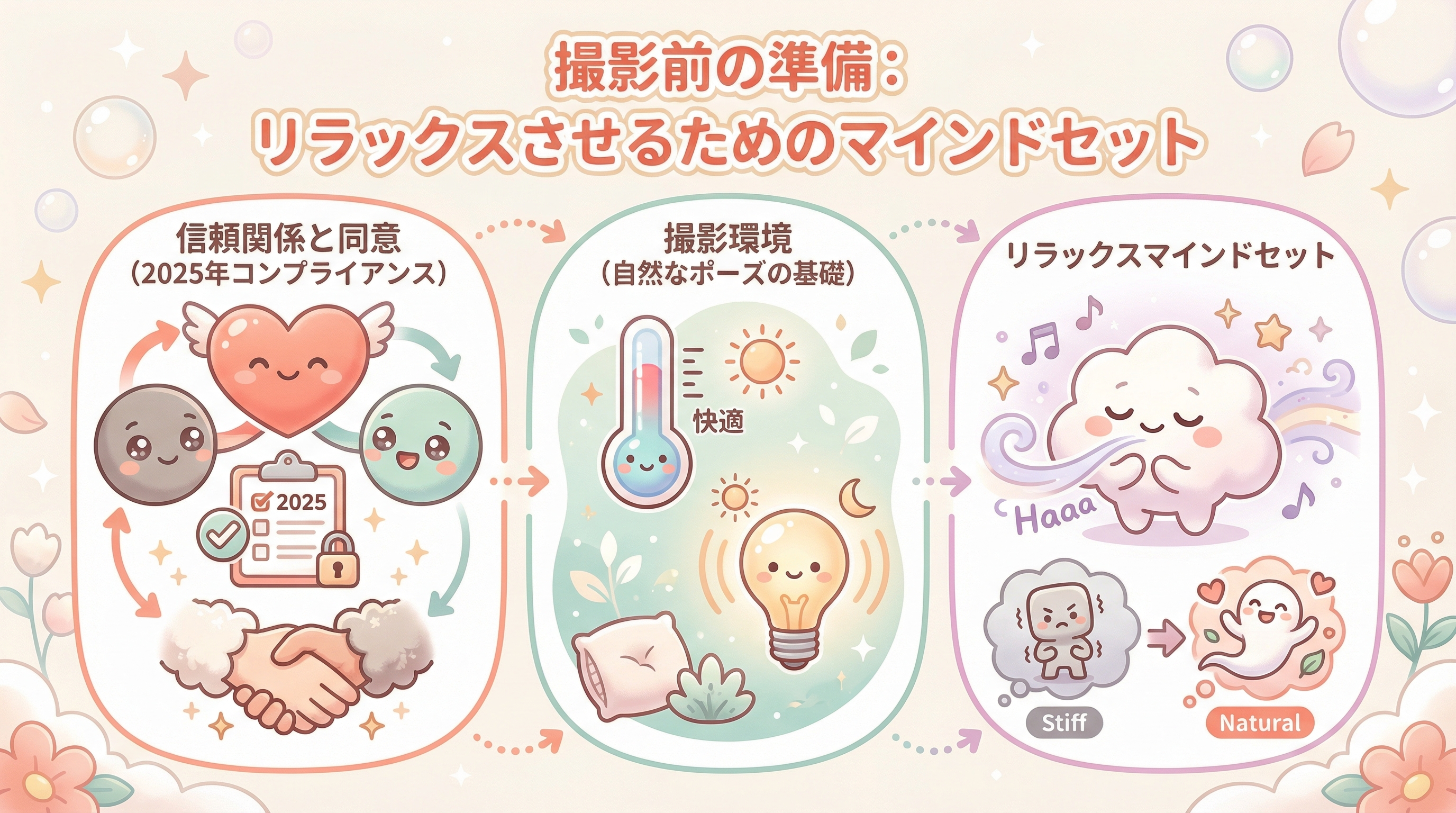 撮影前の準備:リラックスさせるためのマインドセット