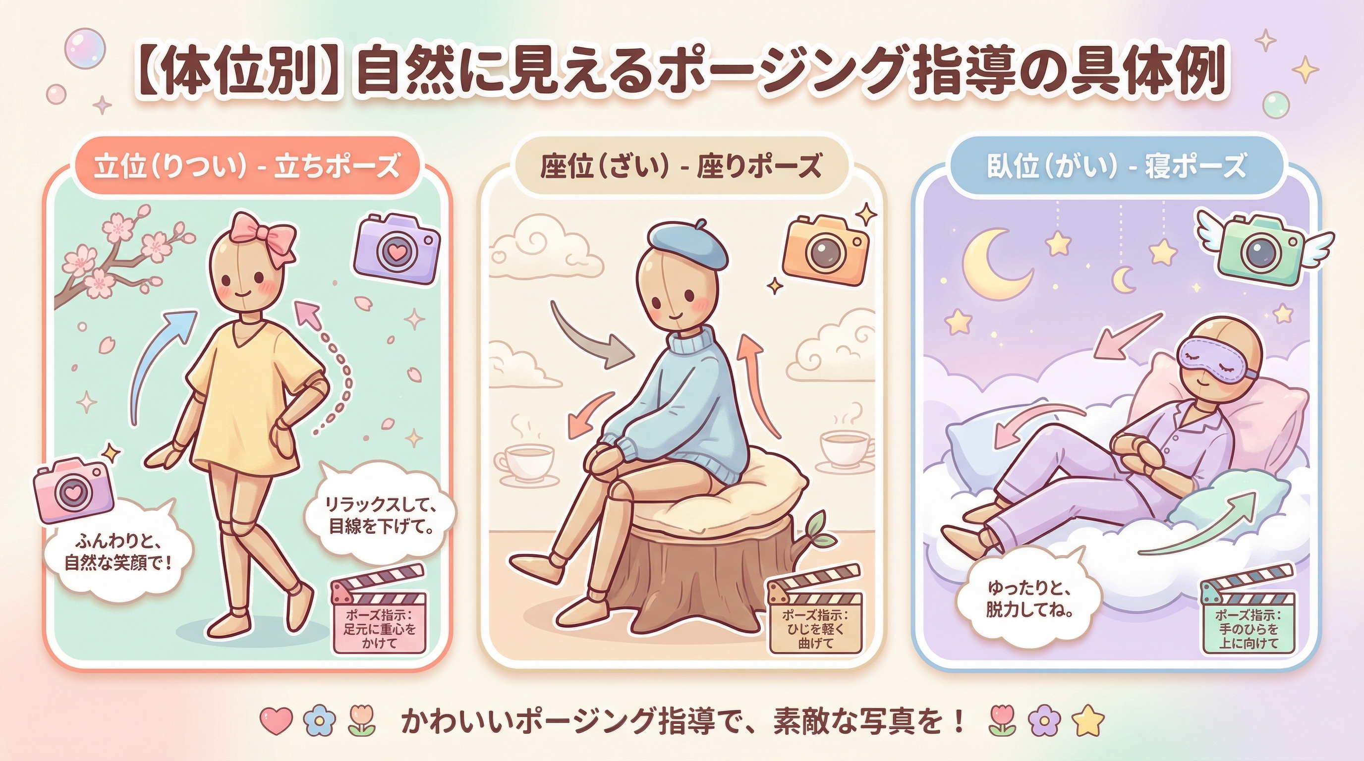 【体位別】自然に見えるポージング指導の具体例
