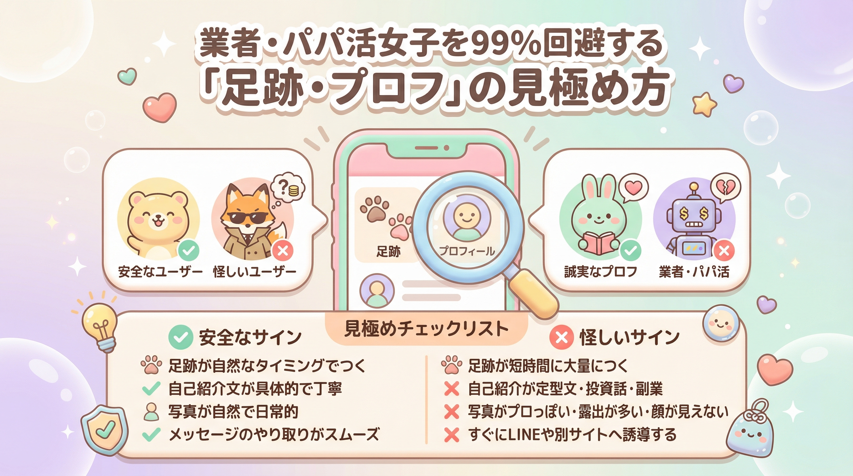業者・パパ活女子を99％回避する「足跡・プロフ」の見極め方