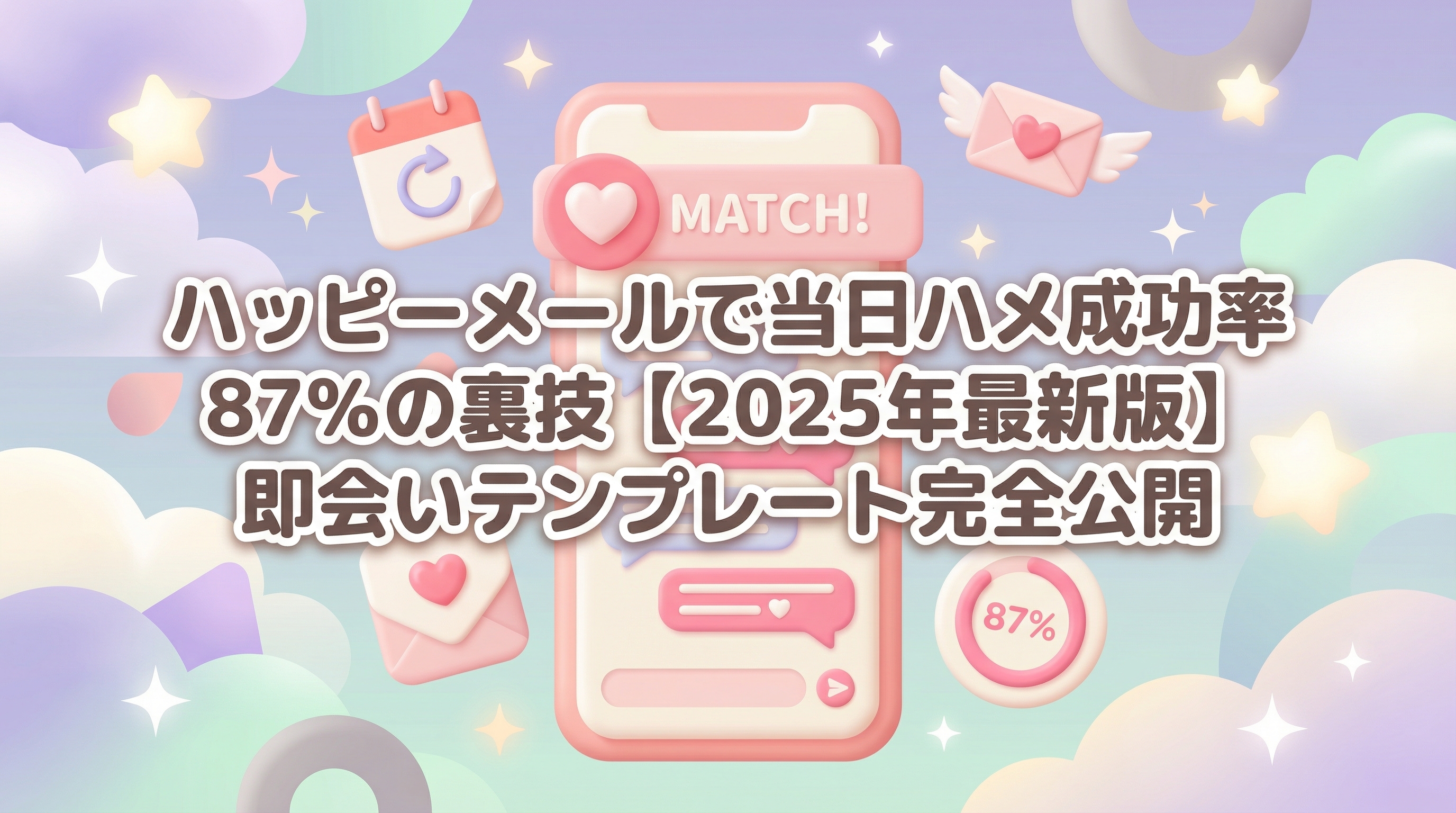 ハッピーメールで当日ハメ成功率87％の裏技【2025年最新版】即会いテンプレート完全公開