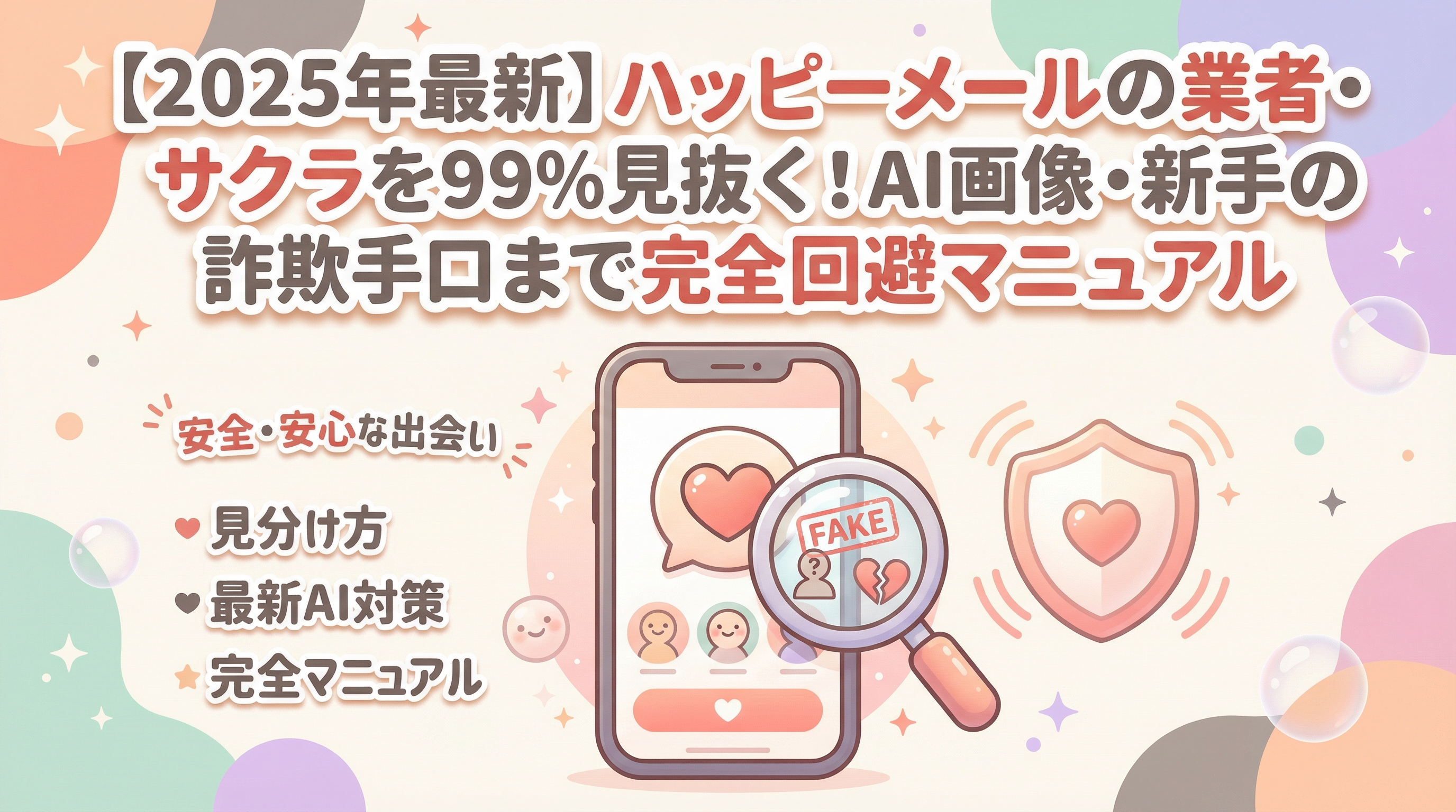 【2025年最新】ハッピーメールの業者・サクラを99%見抜く！AI画像・新手の詐欺手口まで完全回避マニュアル