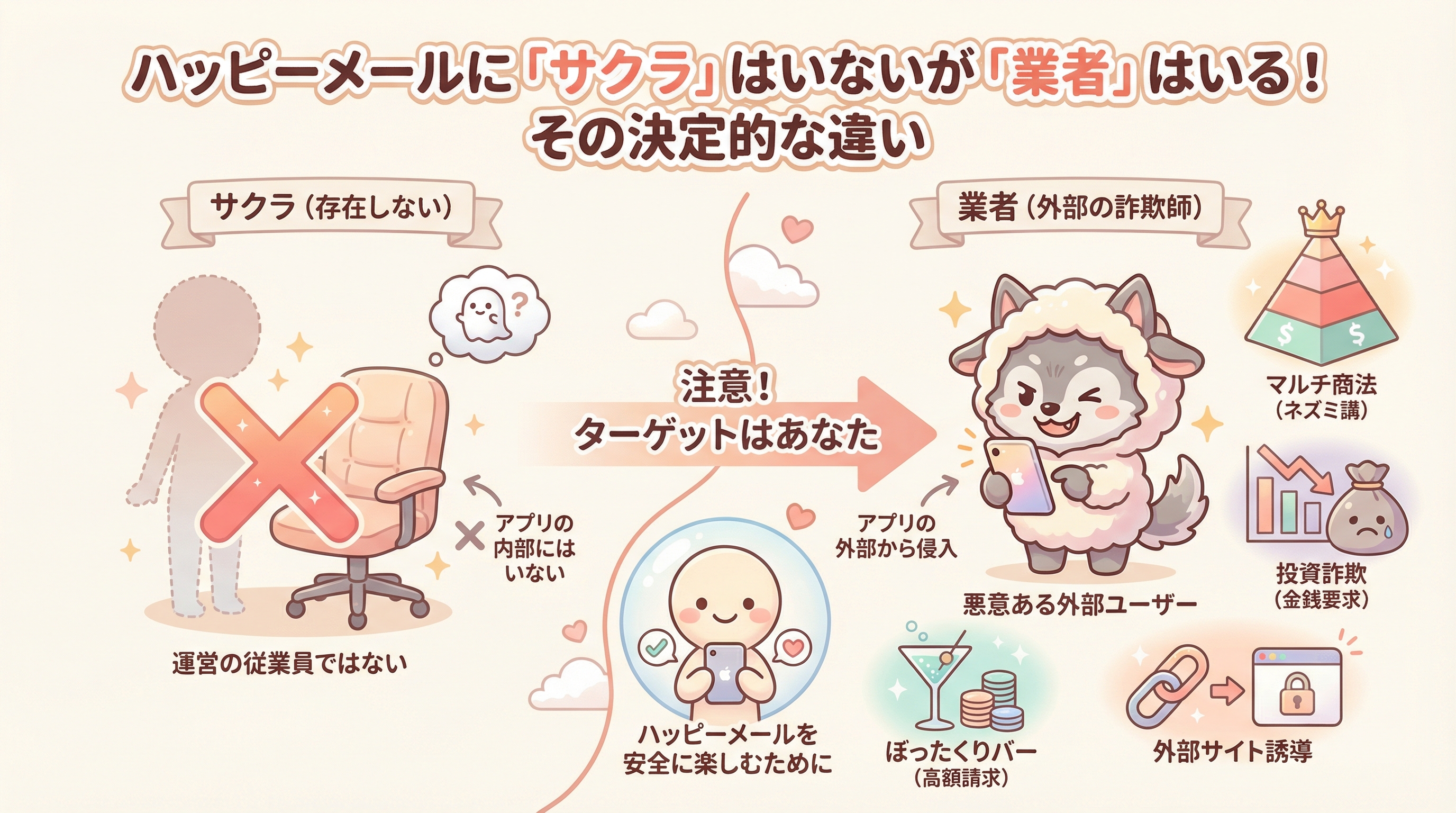 ハッピーメールに「サクラ」はいないが「業者」はいる！その決定的な違い