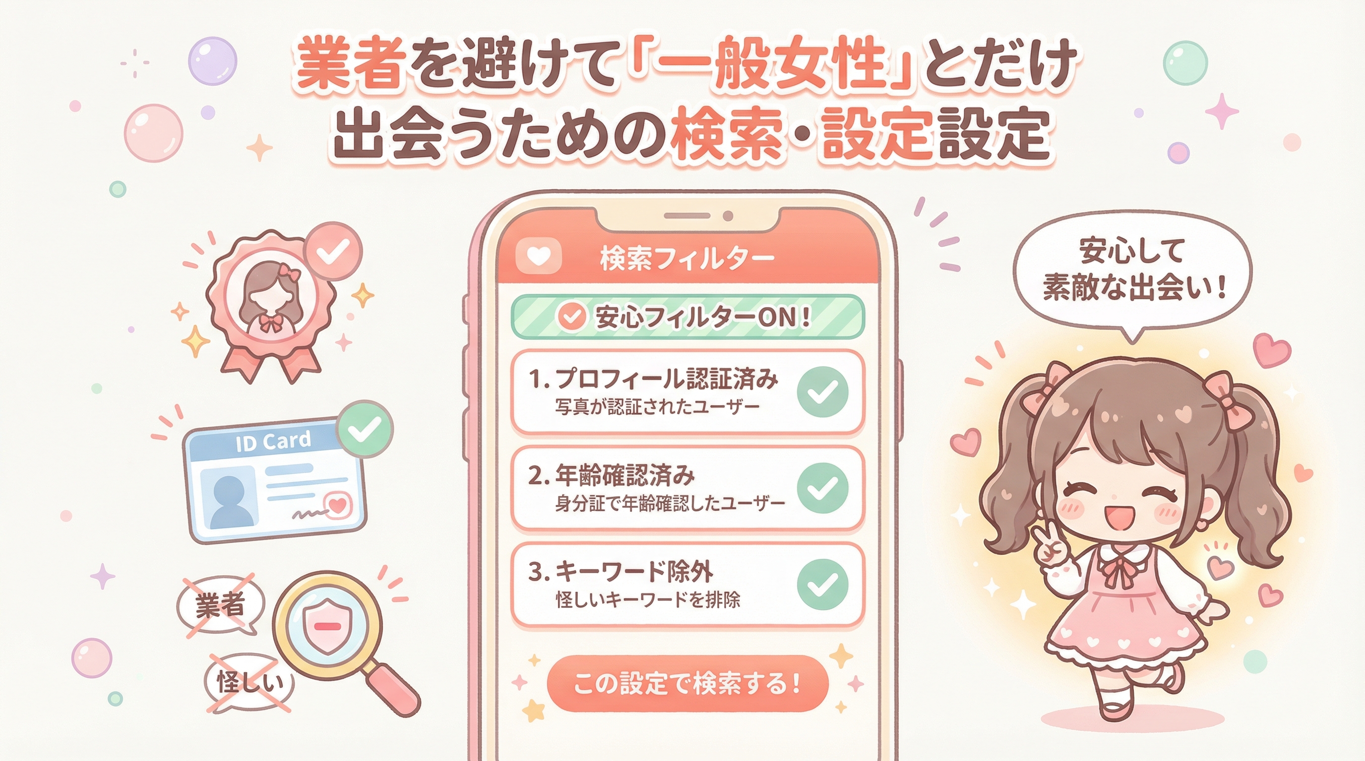 業者を避けて「一般女性」とだけ出会うための検索・設定設定