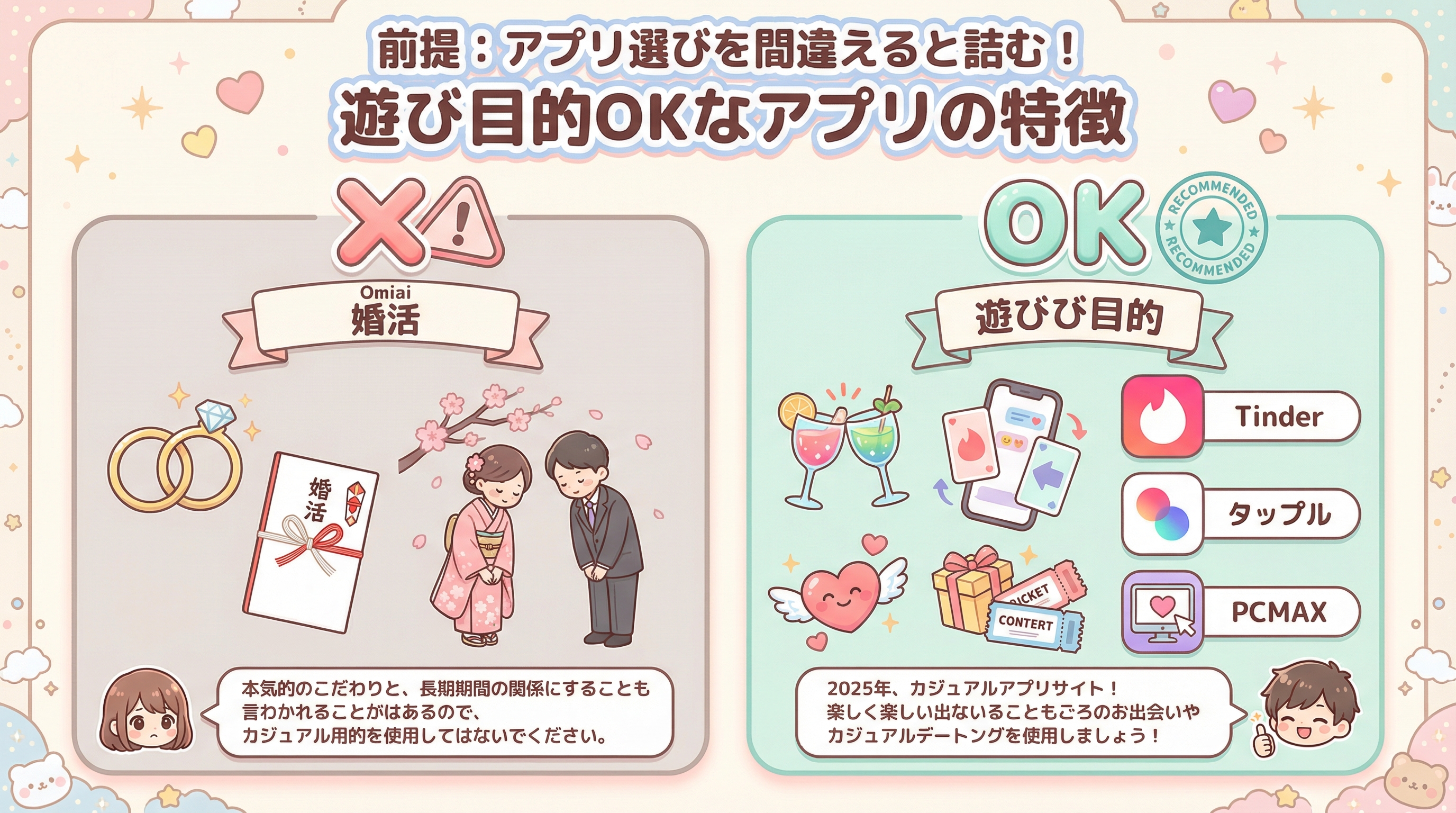 前提:アプリ選びを間違えると詰む!遊び目的OKなアプリの特徴