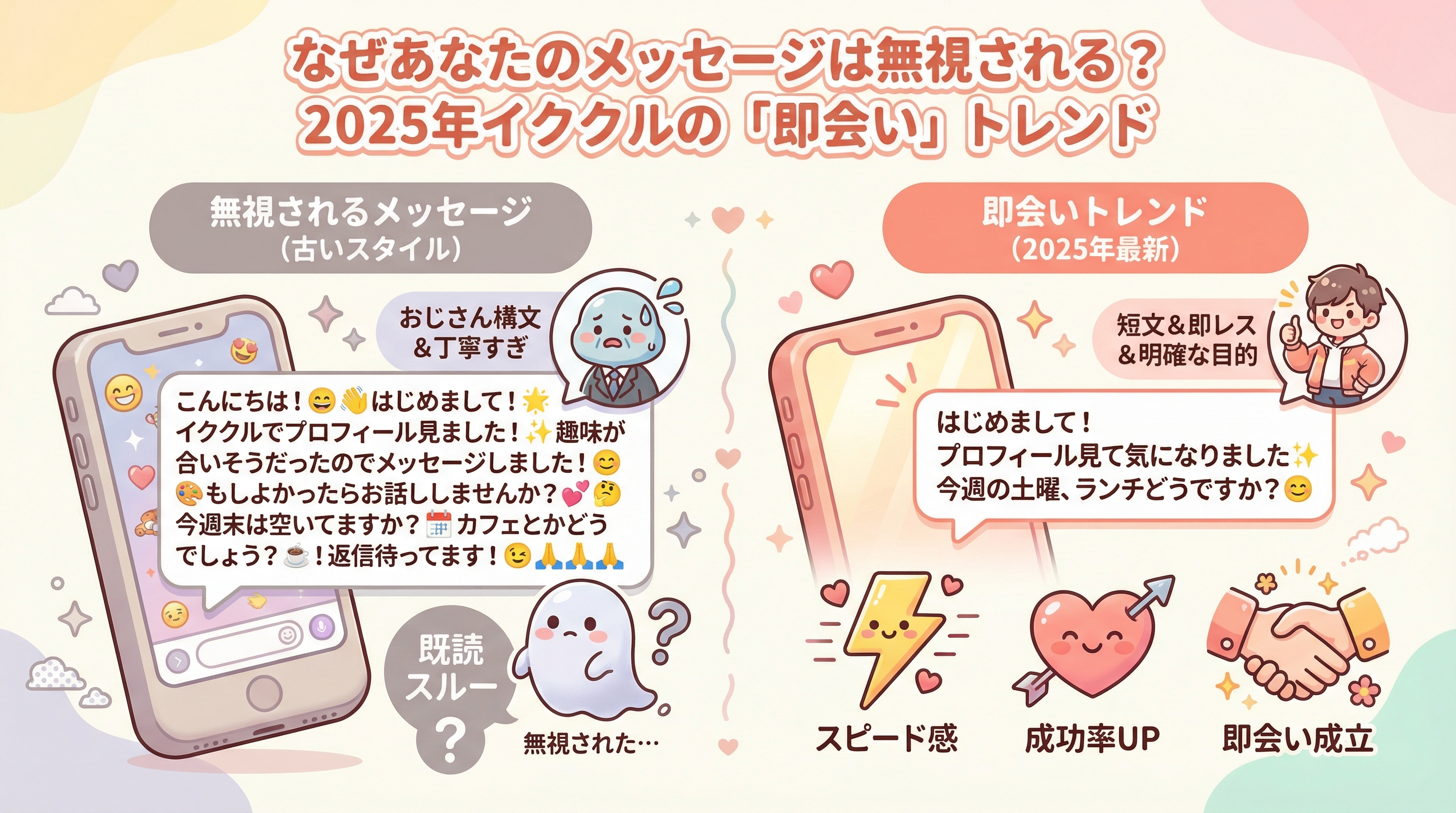 なぜあなたのメッセージは無視される？2025年イククルの「即会い」トレンド