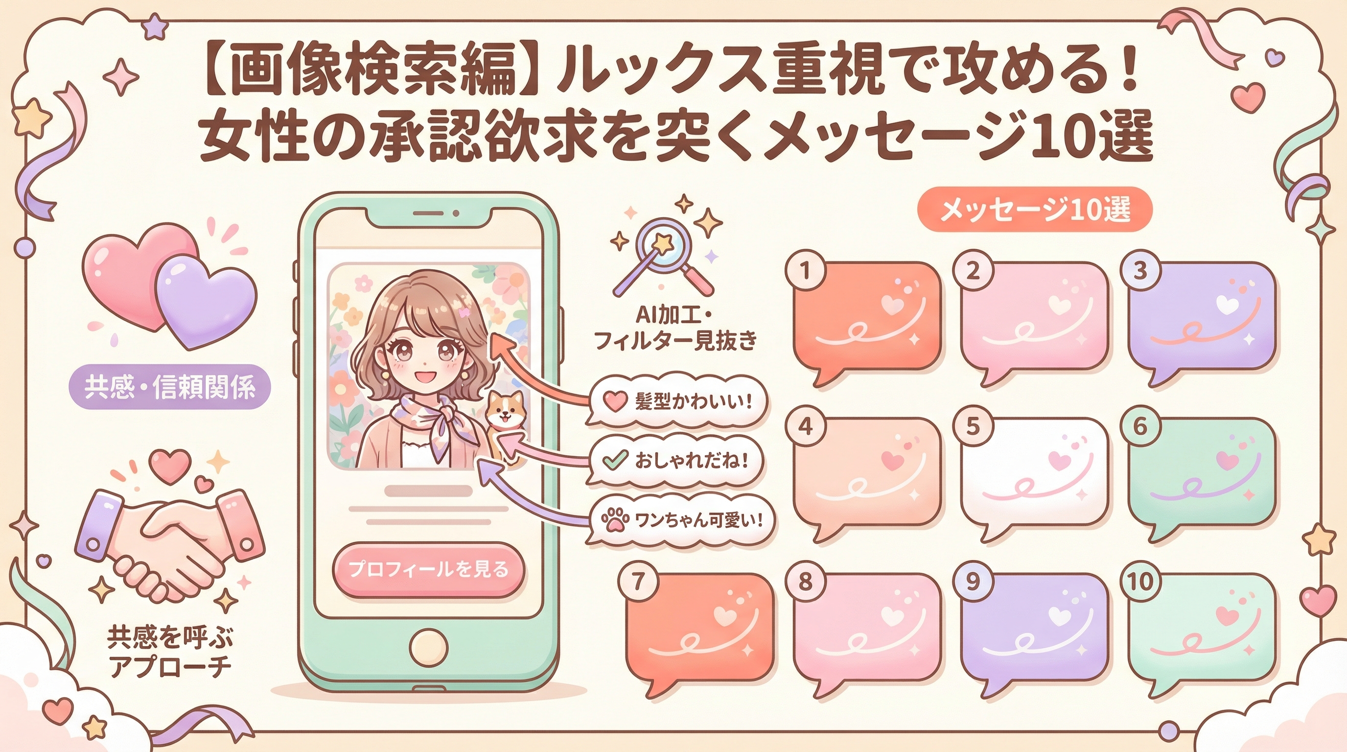 【画像検索編】ルックス重視で攻める！女性の承認欲求を突くメッセージ10選