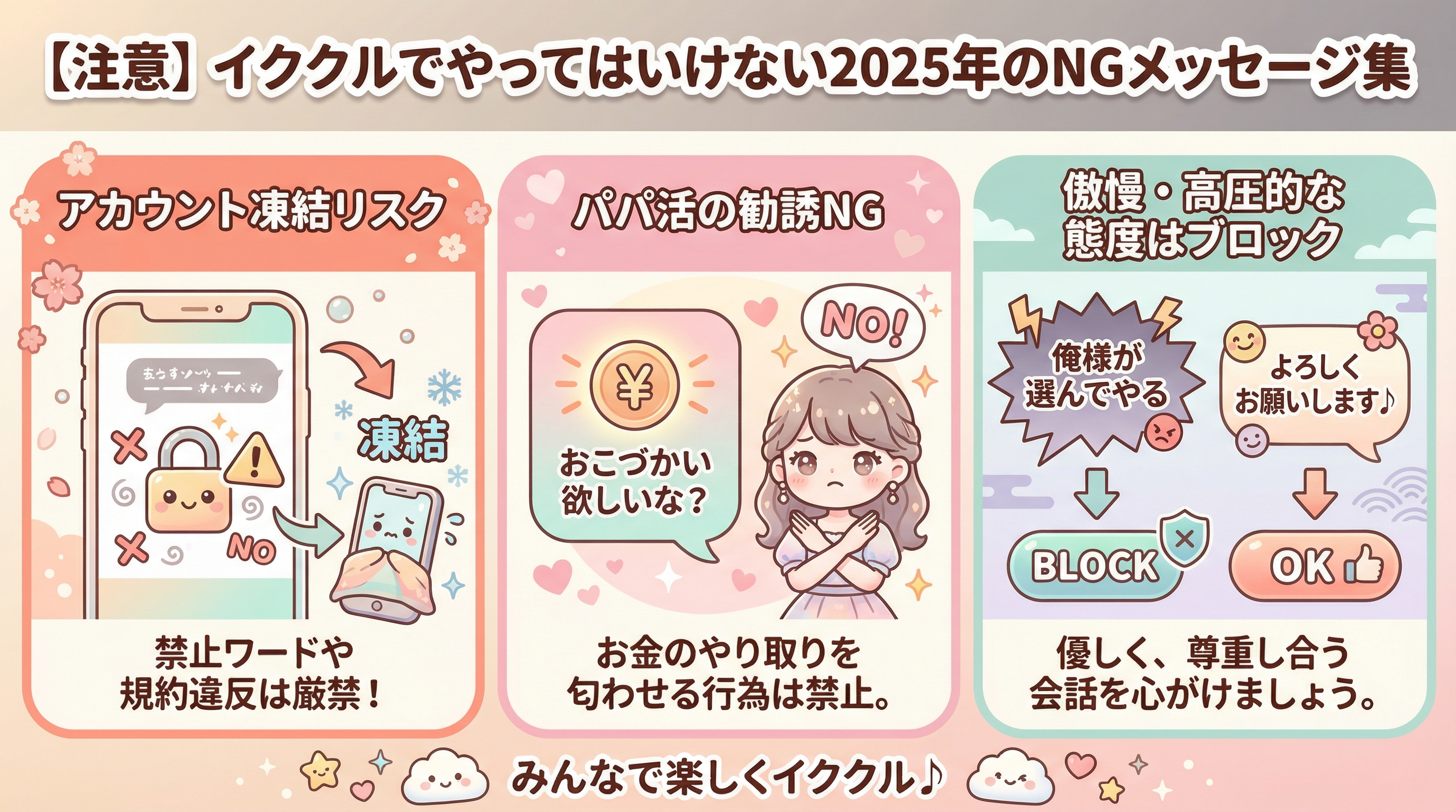 【注意】イククルでやってはいけない2025年のNGメッセージ集