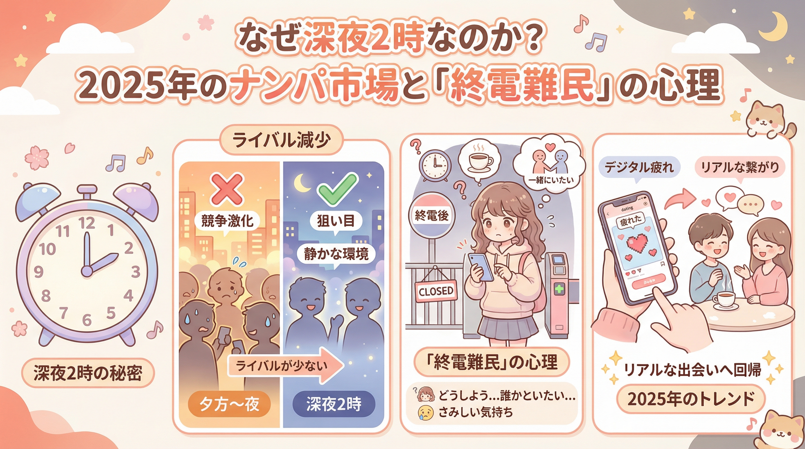 なぜ深夜2時なのか?2025年のナンパ市場と「終電難民」の心理