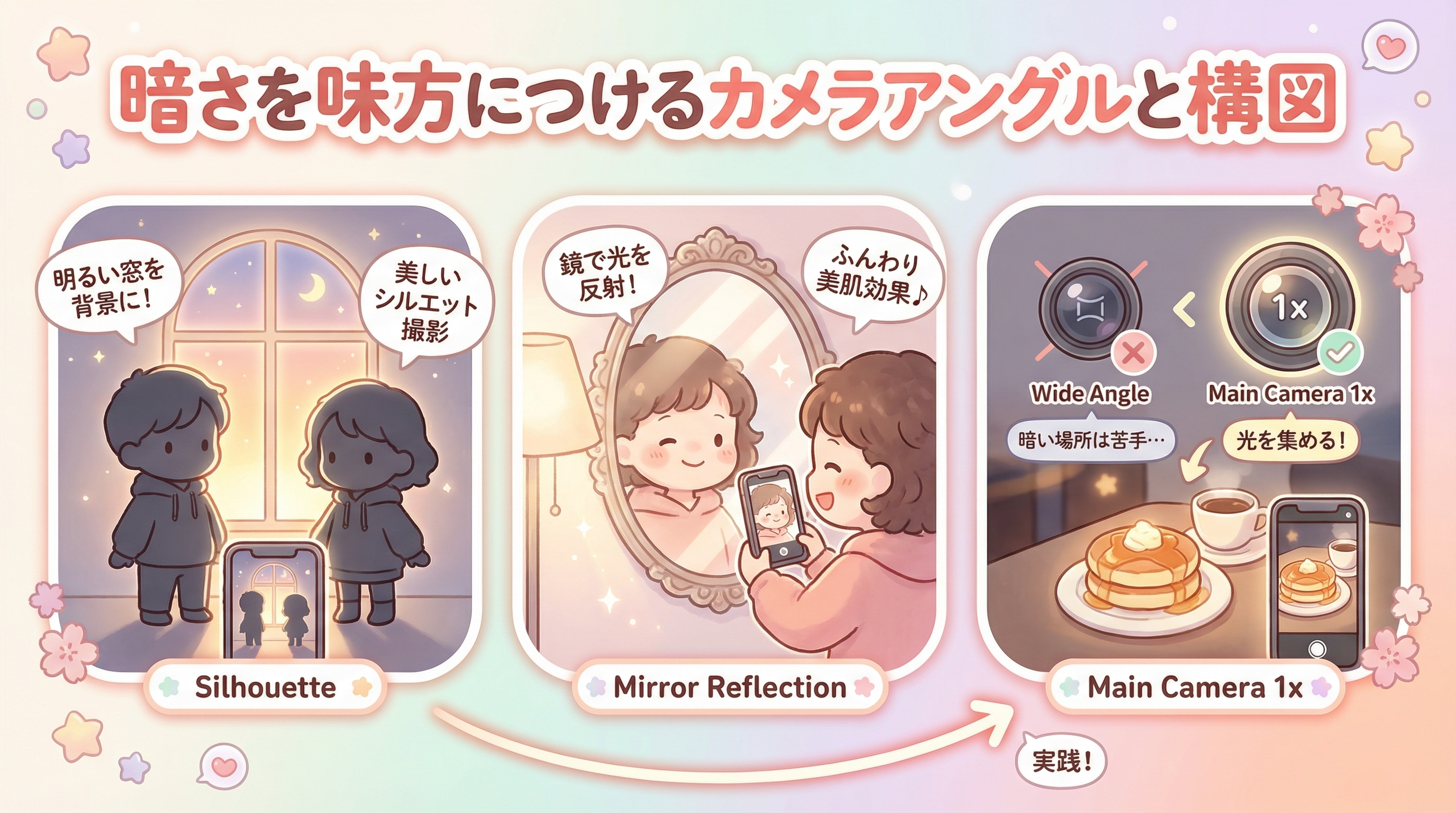 暗さを味方につけるカメラアングルと構図