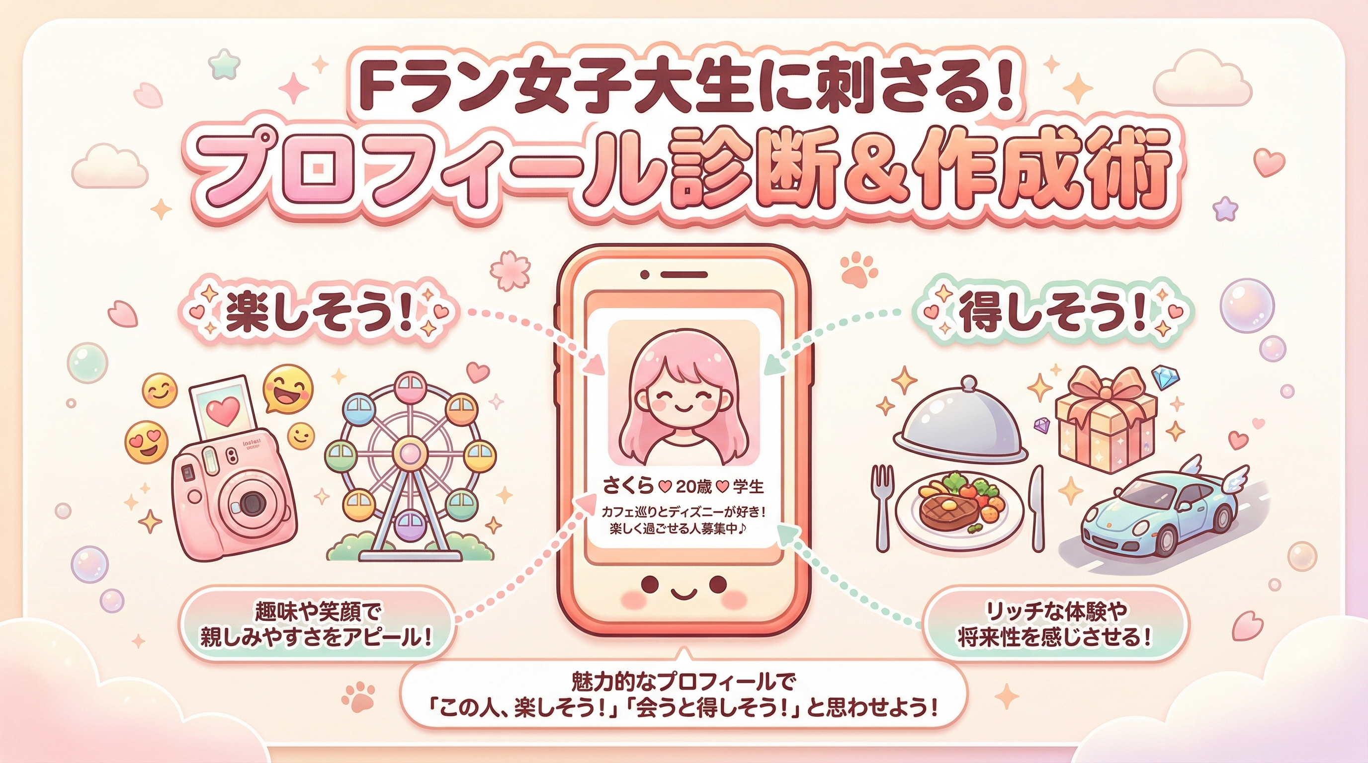 Fラン女子大生に刺さる！プロフィール診断＆作成術