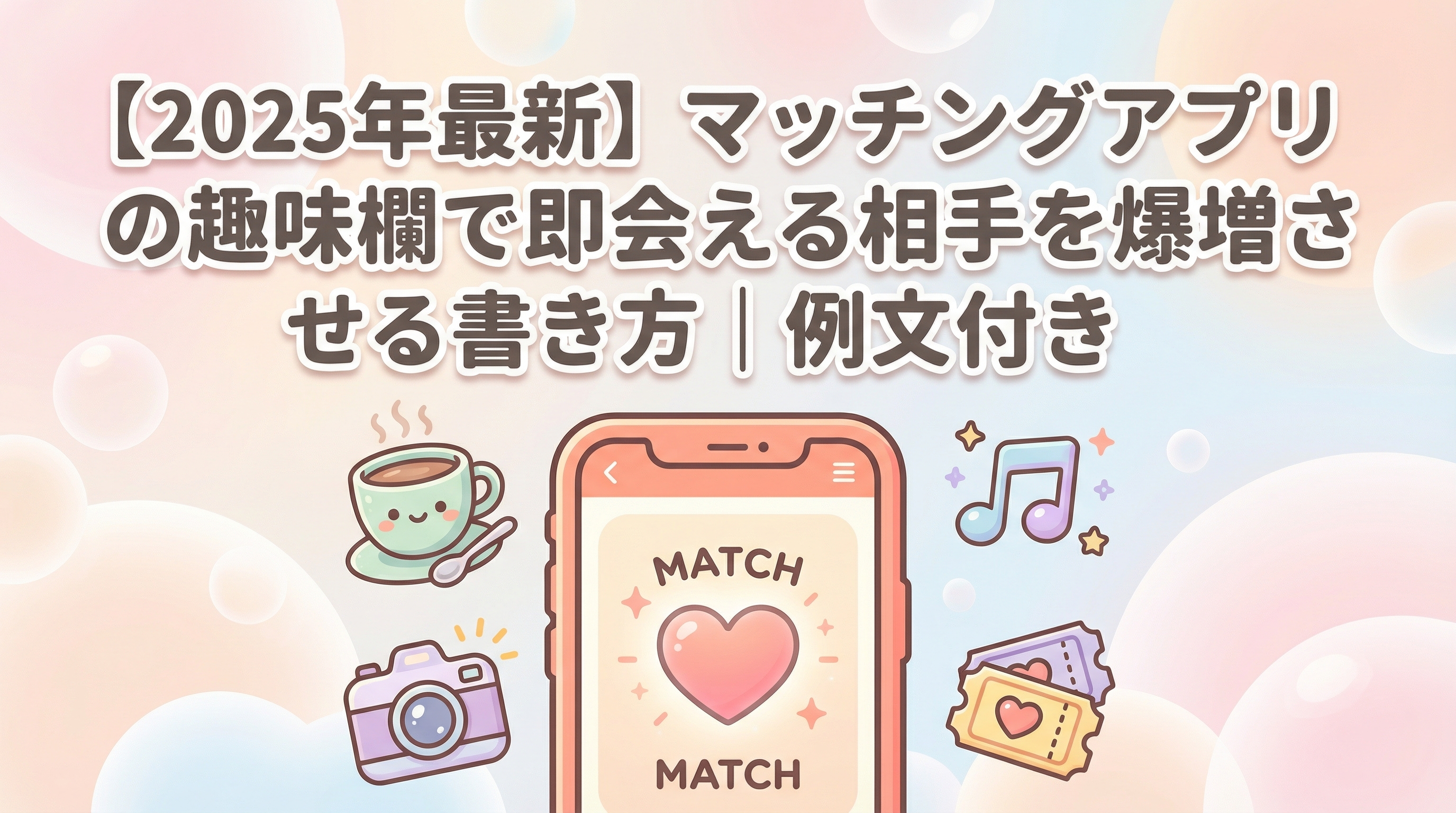 【2025年最新】マッチングアプリの趣味欄で即会える相手を爆増させる書き方｜例文付き